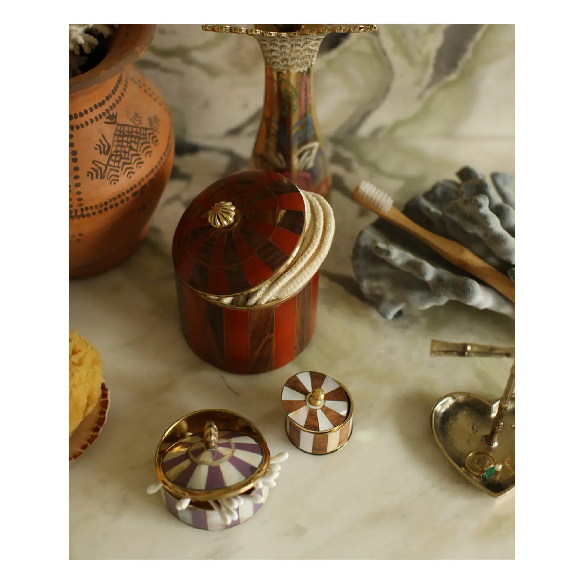 Woody Circus Checked Box - White, Recycled Brass alternate view