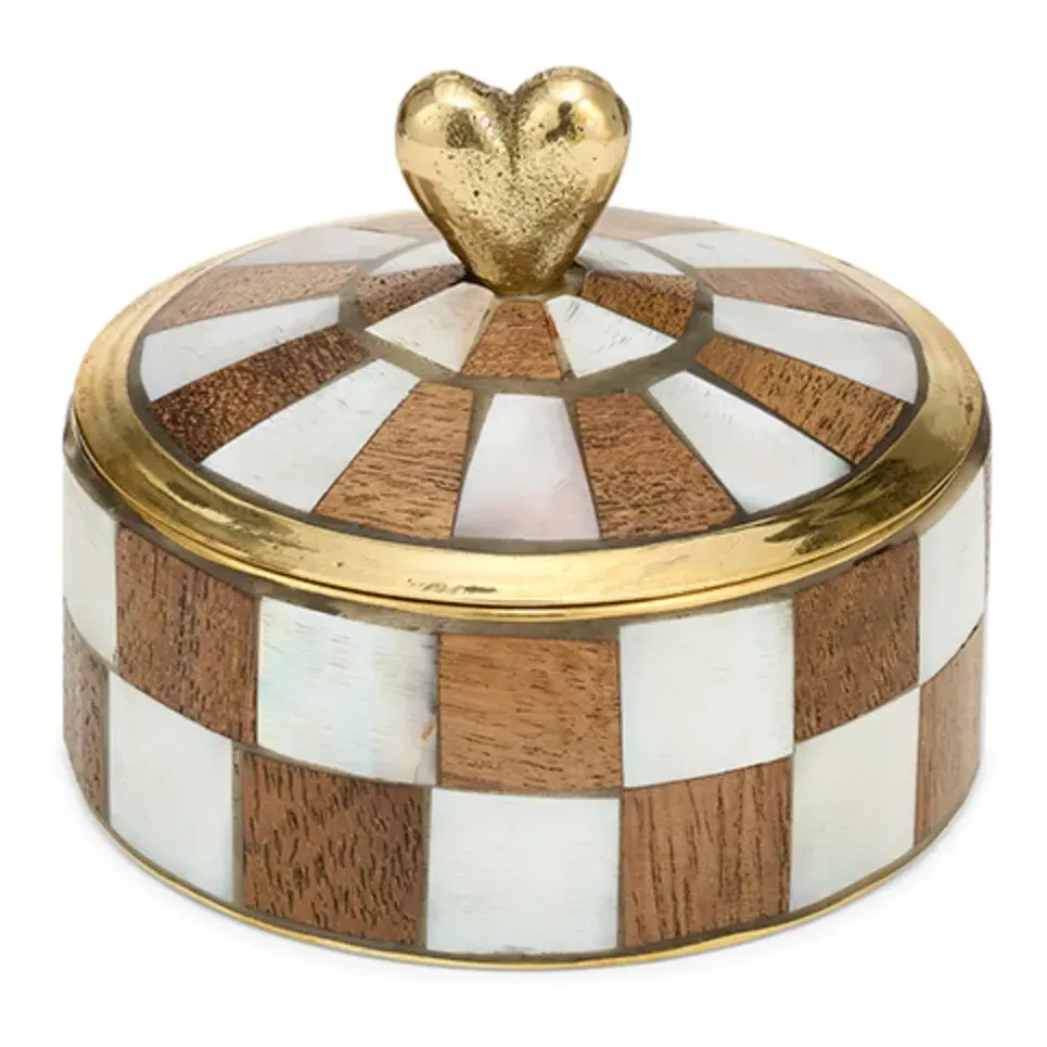Woody Circus Checked Storage Box - White, Recycled Brass product