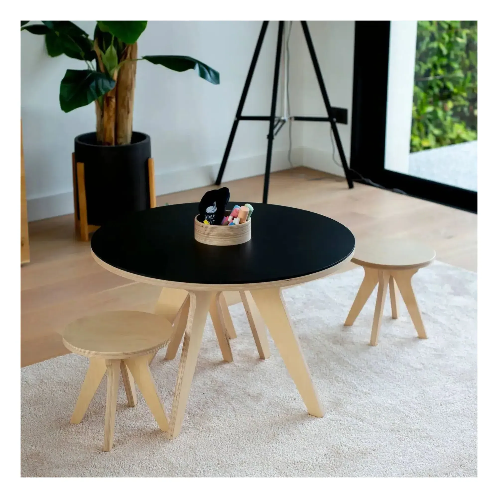 Drawin'Kids Children's Stools Set of 2 - Natural, Birch Plywood alternate view