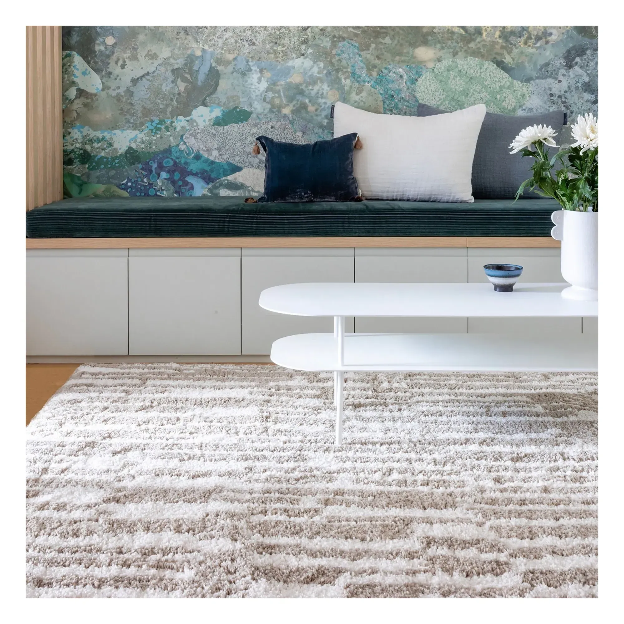 Afflux Abstract Rug - Beige, Polypropylene alternate view