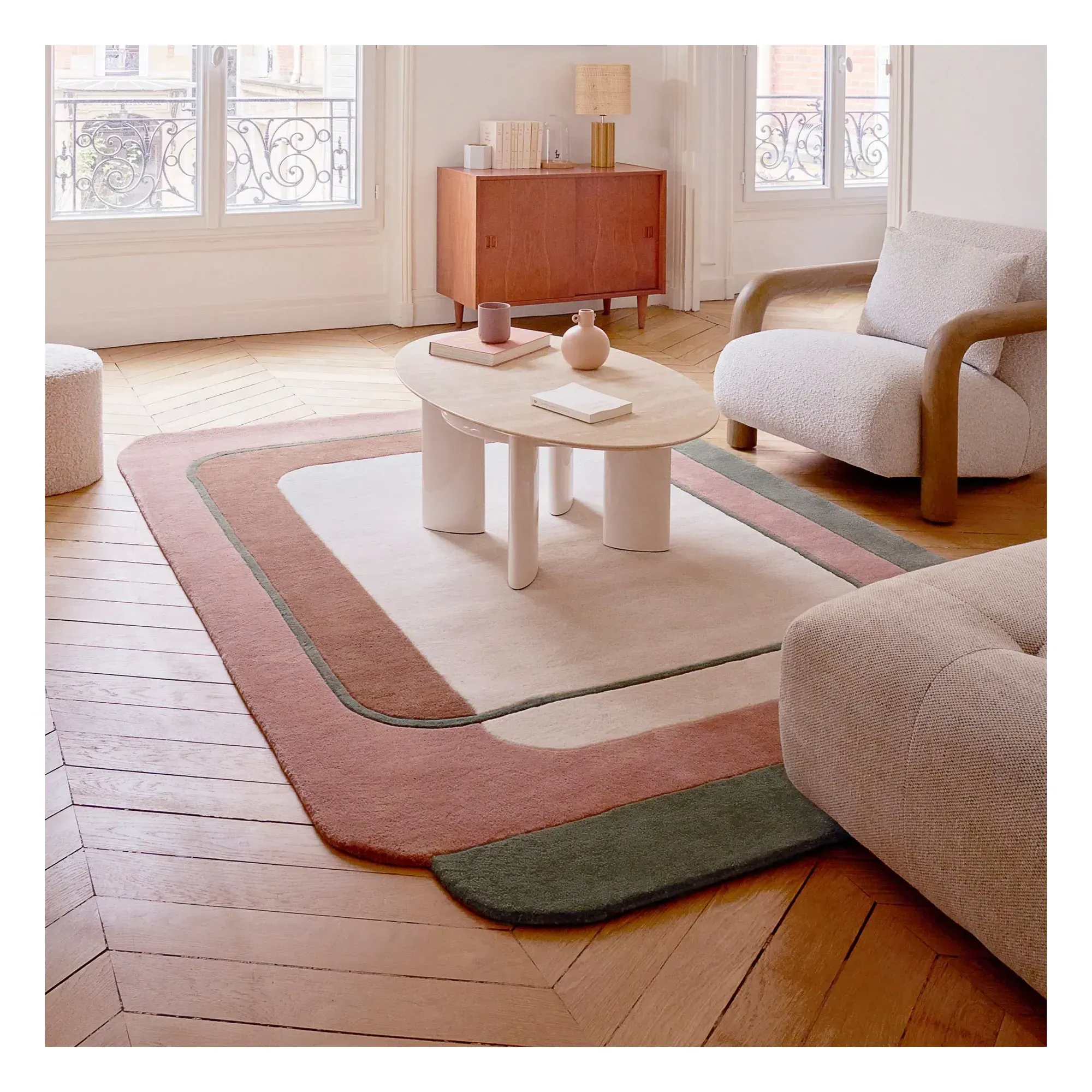 Echo Rectangle Rug - Pink, Wool alternate view