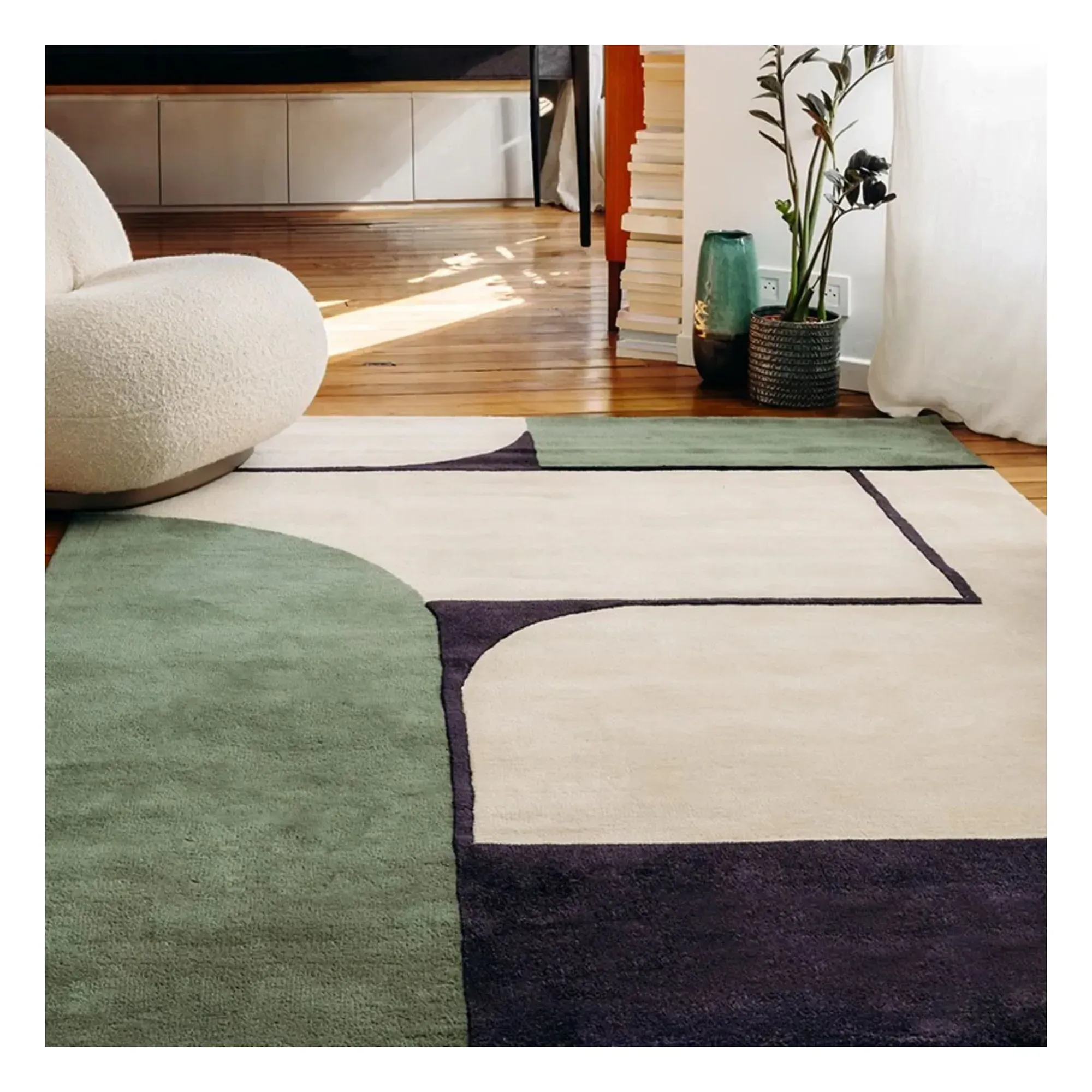 Strada Hand-Tufted Carpet - Blue Green, Wool alternate view