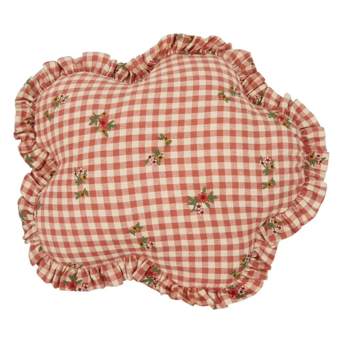 Flower Shape Cushion with Embroidery - Ochre, Cotton product