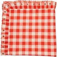 Square Embroidered Tablecloth - Red, Organic Cotton alternate view