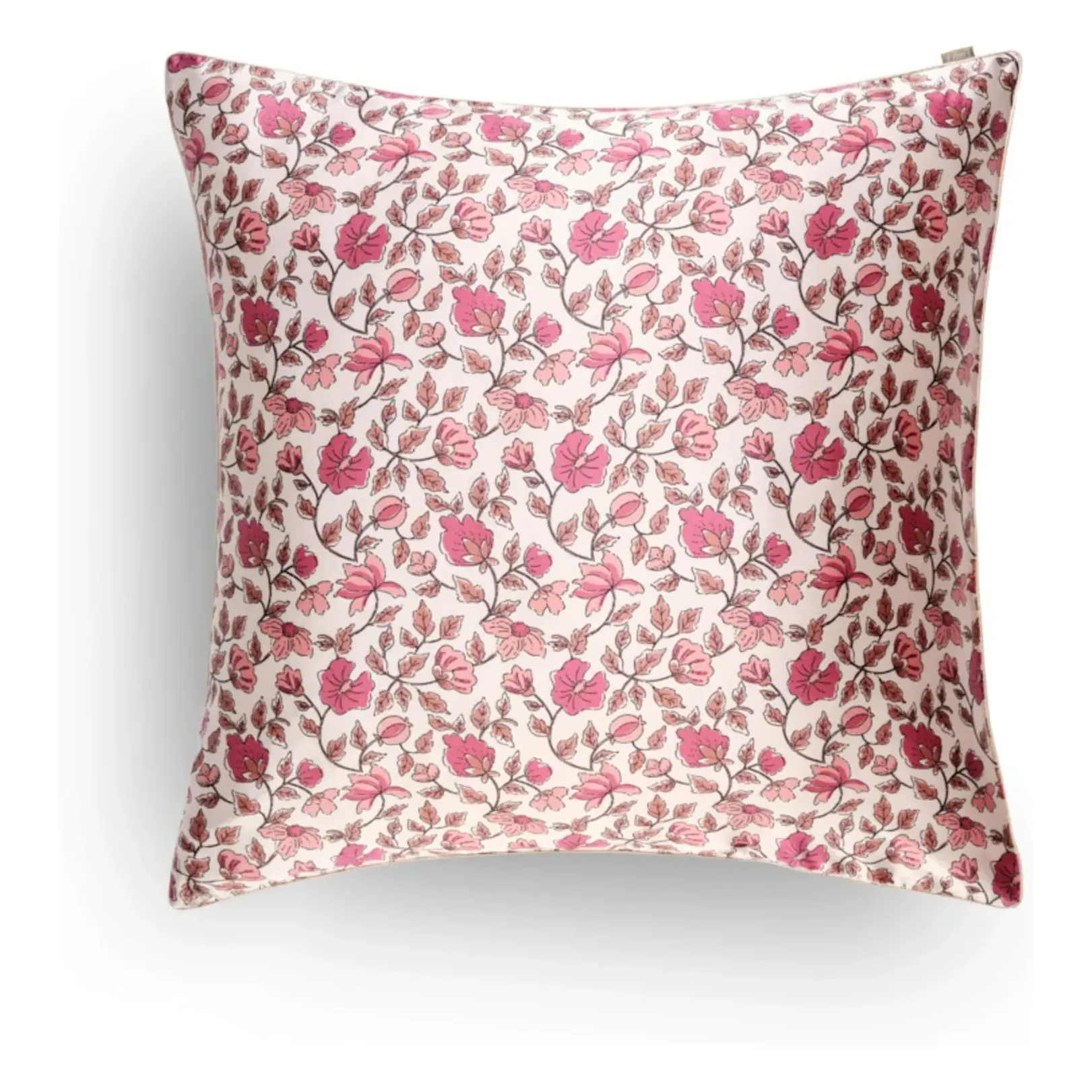 Flower-Printed Mulberry Silk Pillowcase - Pink product