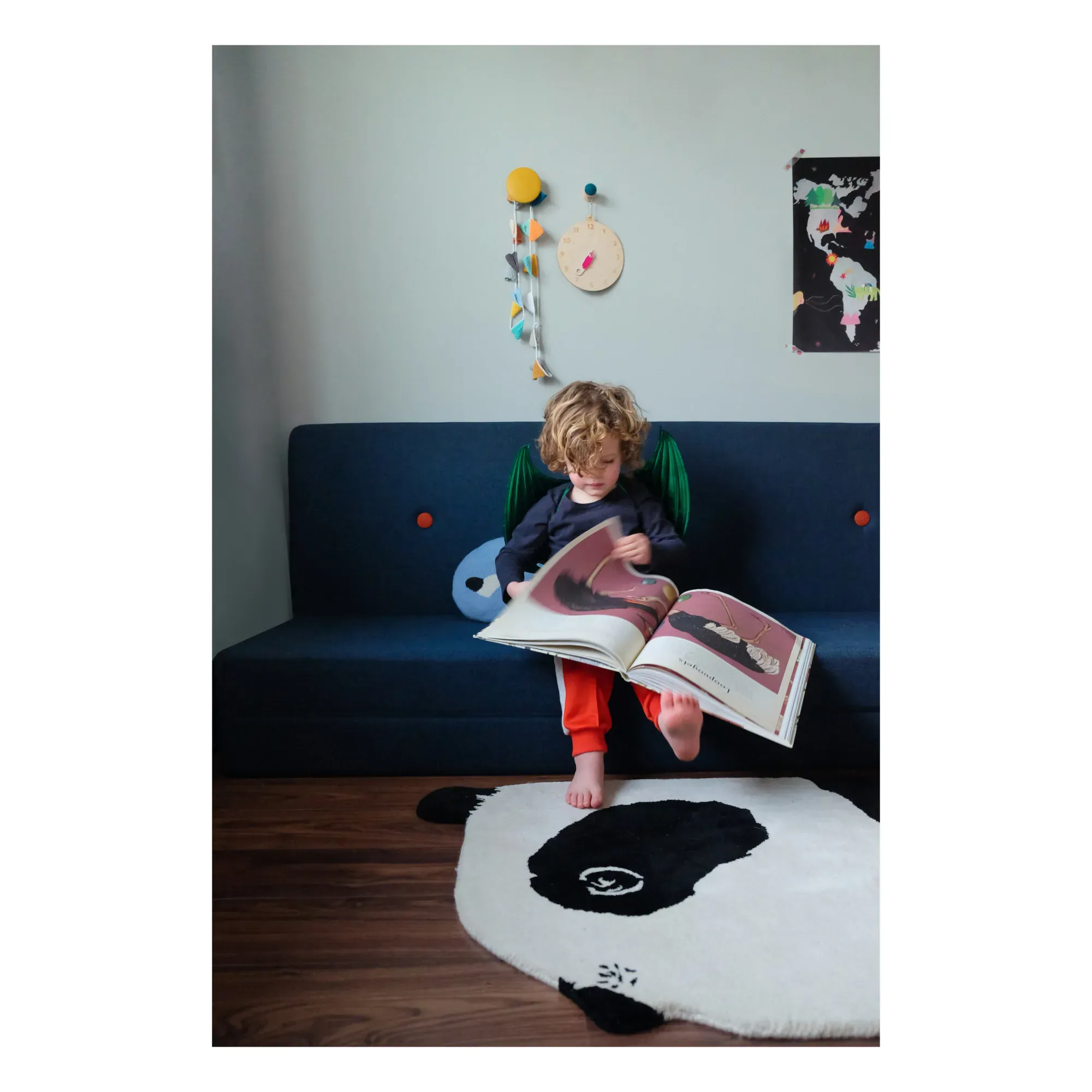 Panda Woolen Rug - Multicoloured, Wool alternate view