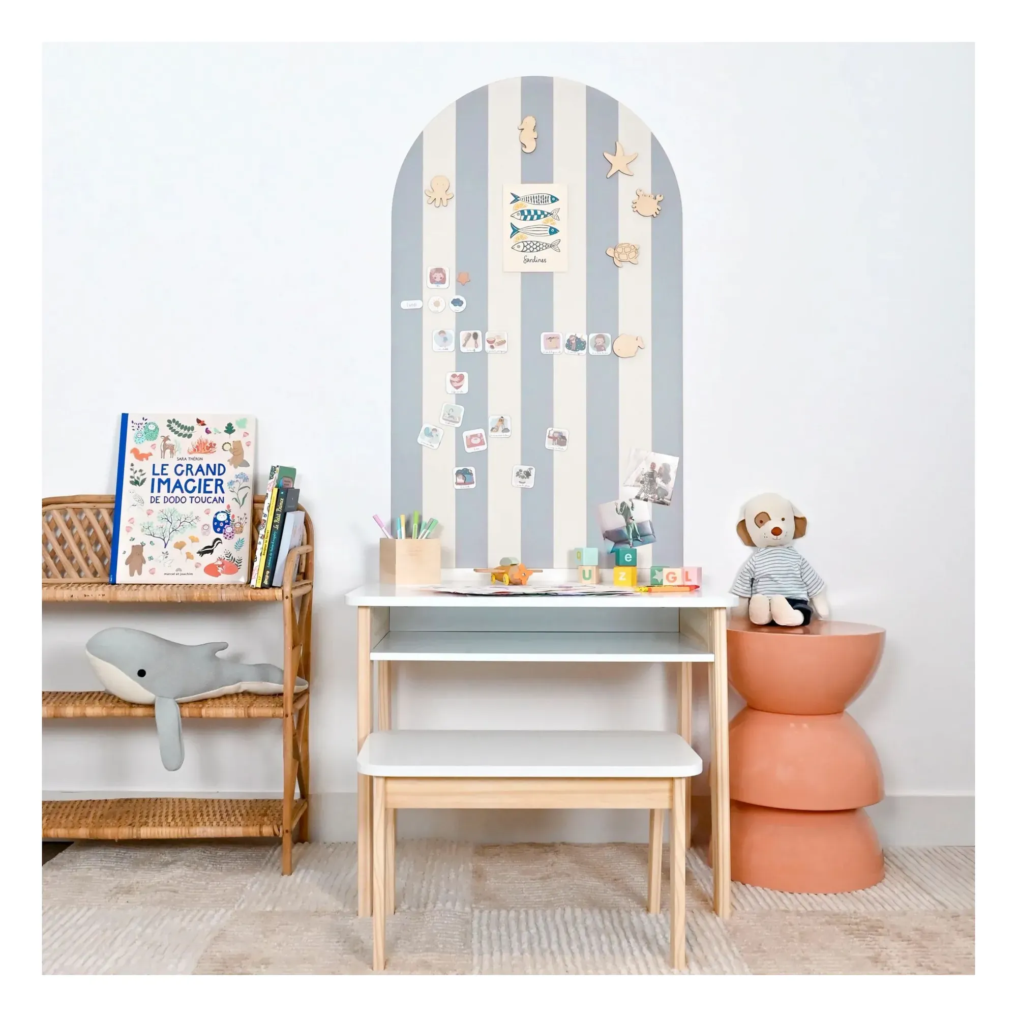 Arche Magnetic Wall Board with Striped Coating - Blue alternate view