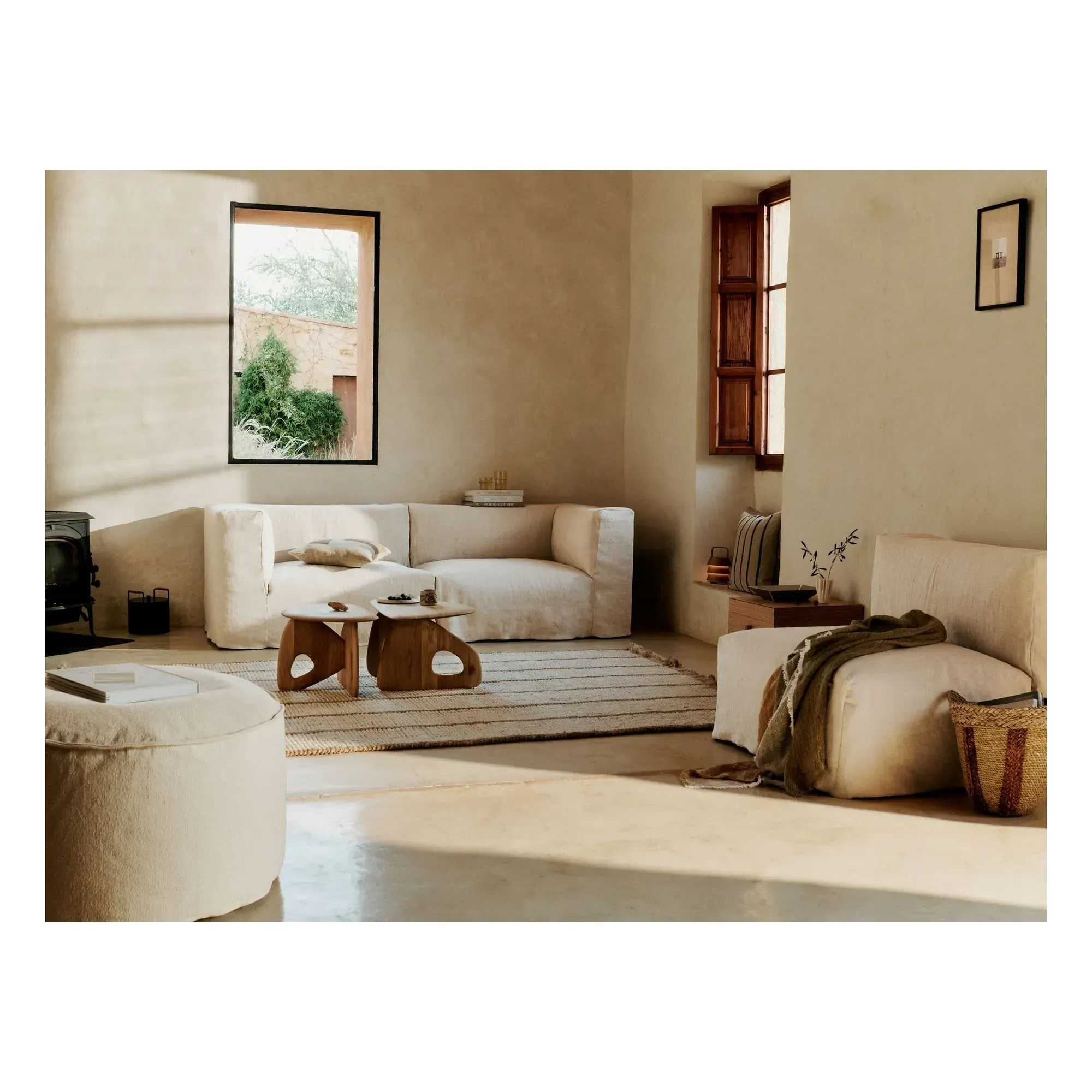 Athens Striped Rug with Fringes - Natural, Jute alternate view