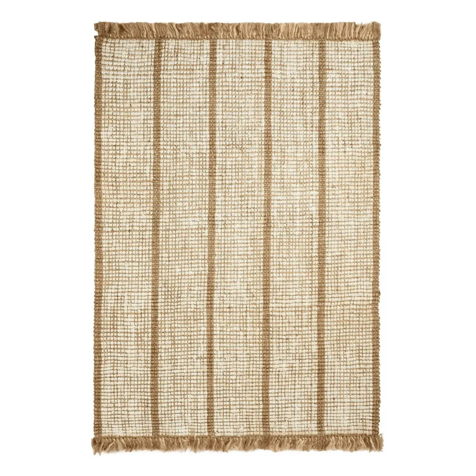 Athens Striped Rug with Fringes - Natural, Jute product