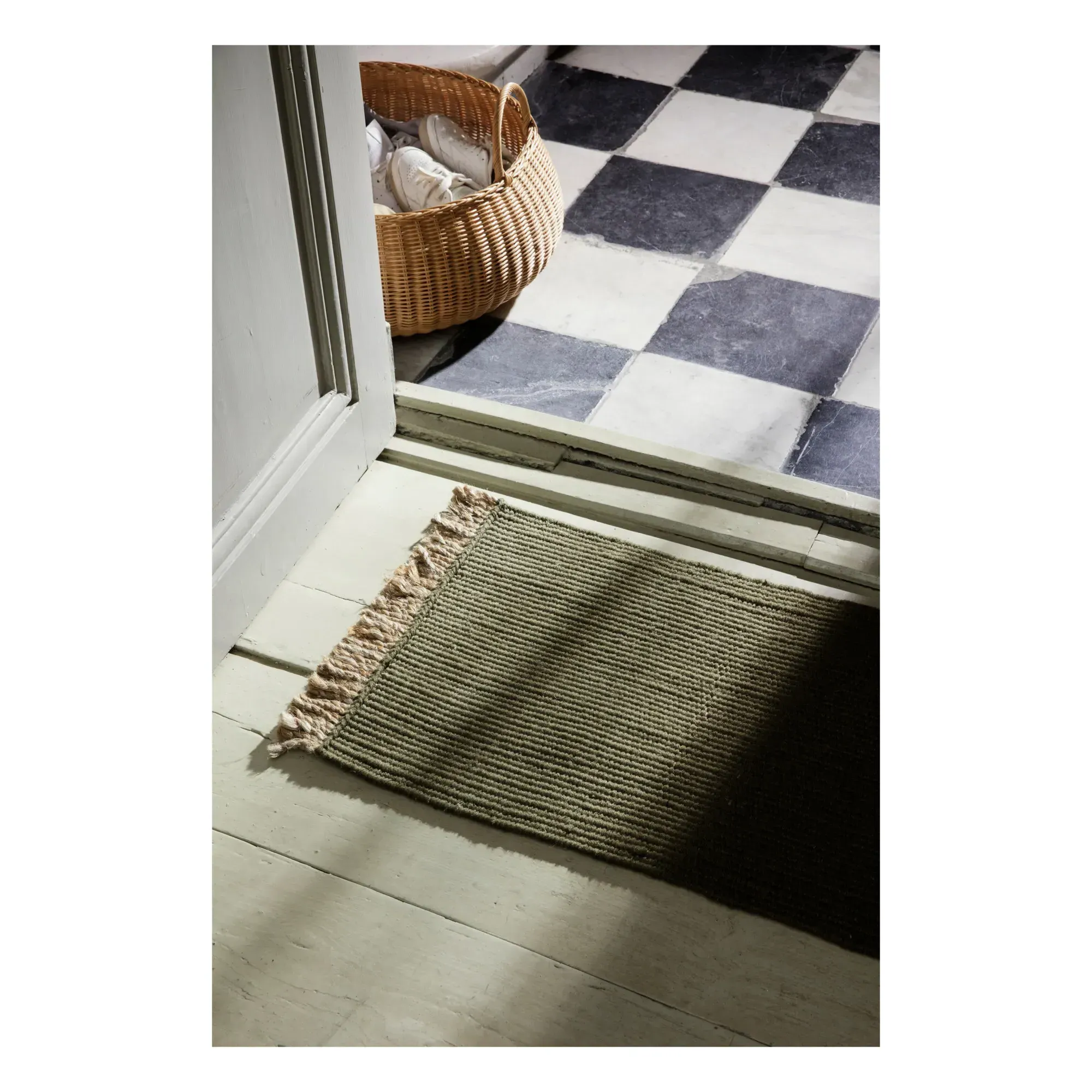Block Recycled PET Doormat - Olive Green, Jute alternate view