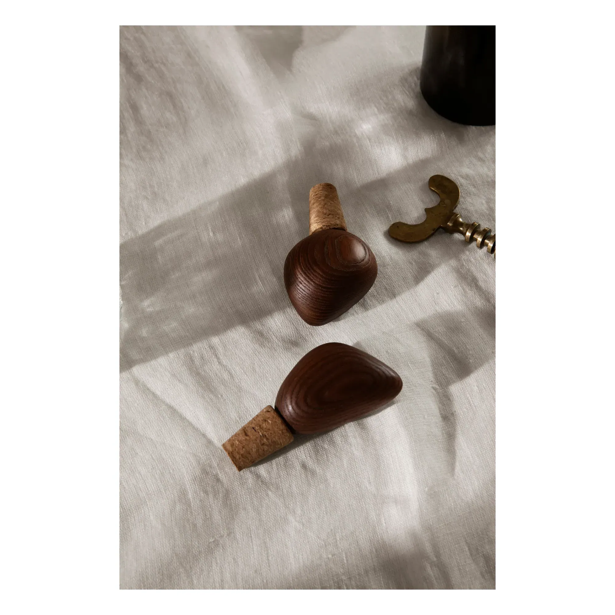 Cairn Bottle Stoppers Set of 2 - Brown, Ash Wood alternate view