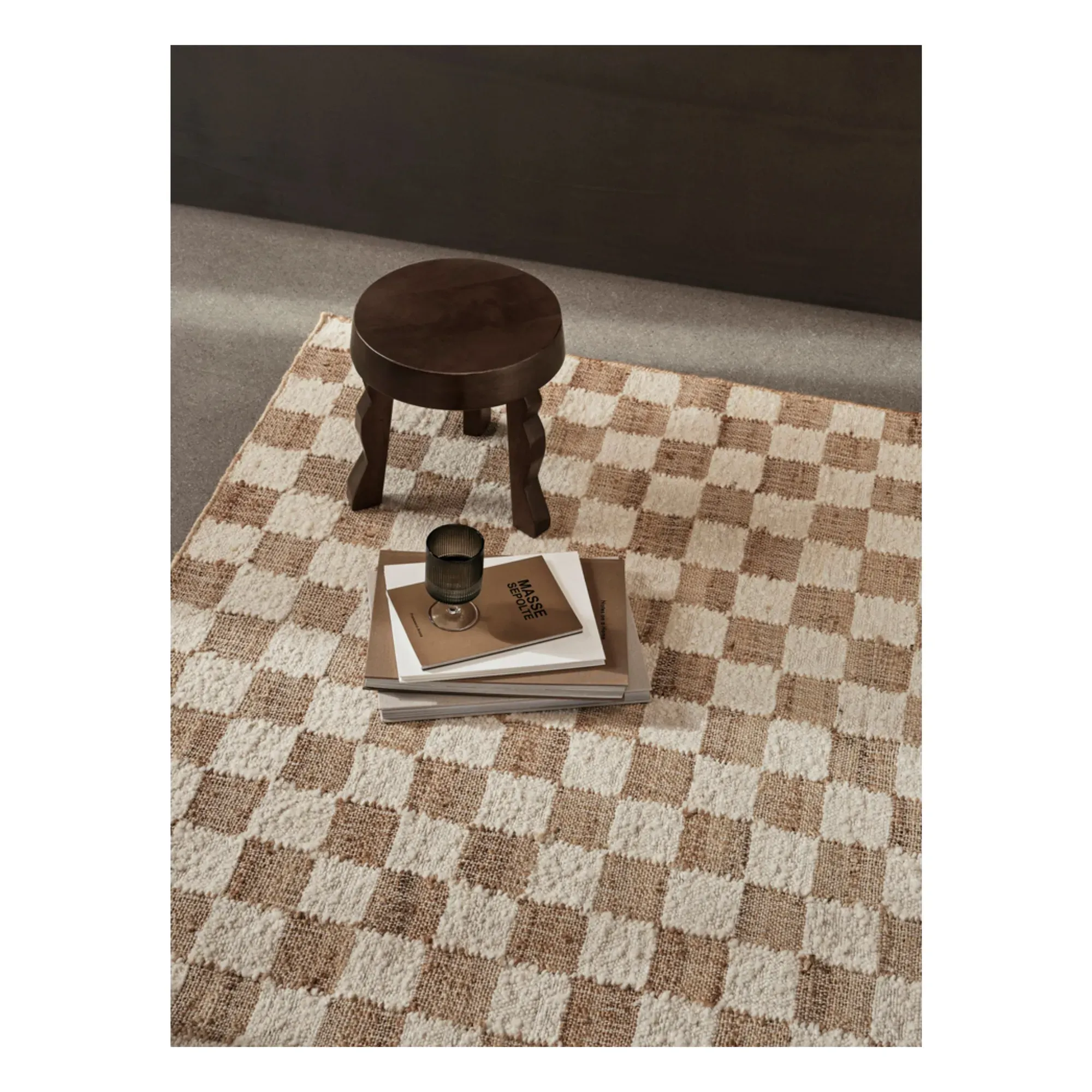 Check Wool and Jute Rug - Cream alternate view