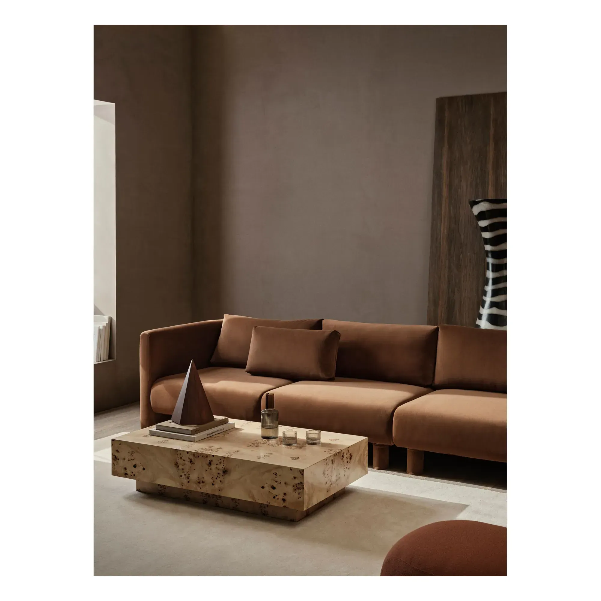 Dase Right Module Sofa - Brown, Velvet alternate view