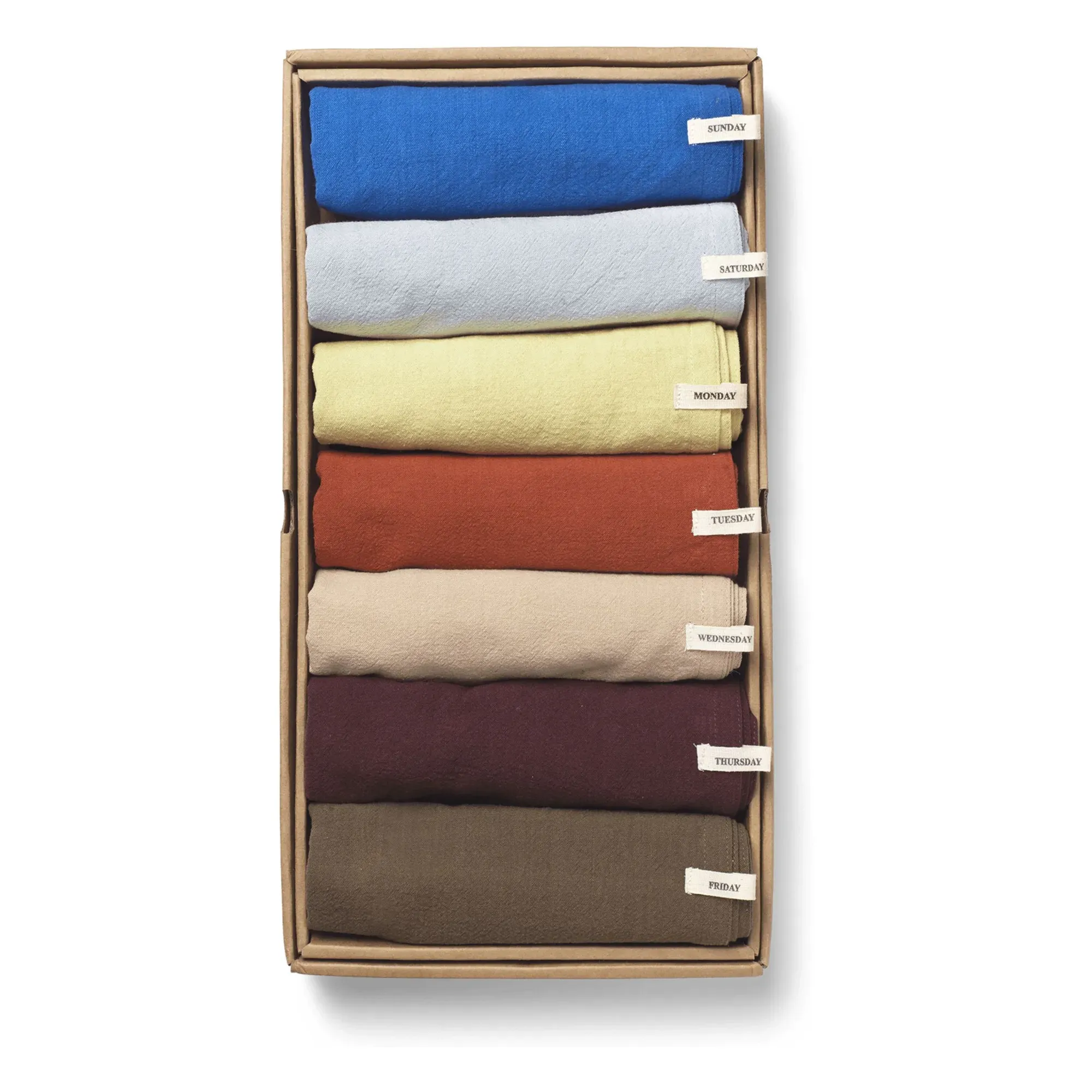 Day Set of 7 Tea Towels - Multicoloured, Organic Cotton product