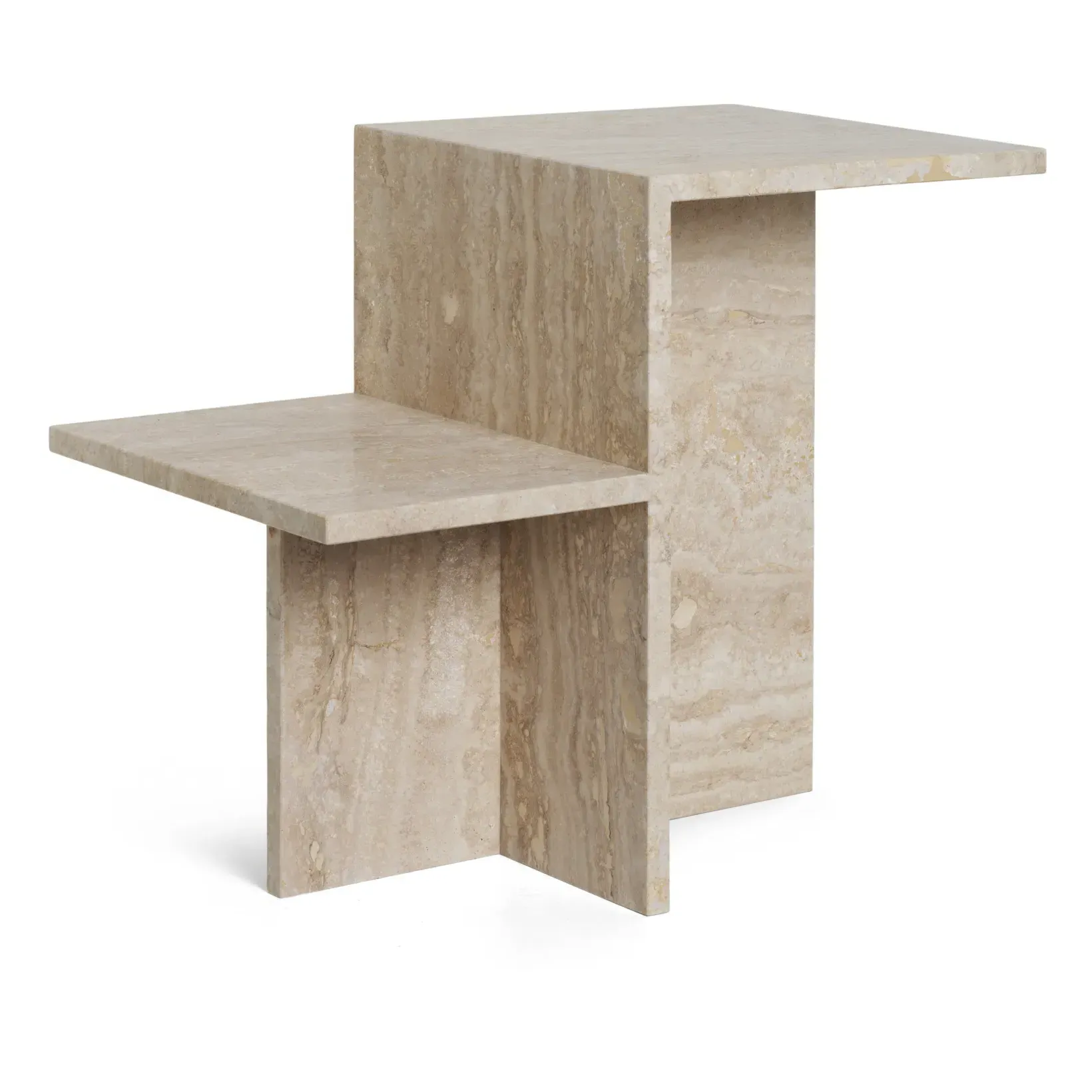 Distinct Travertine Side Table - Beige, Travertine product