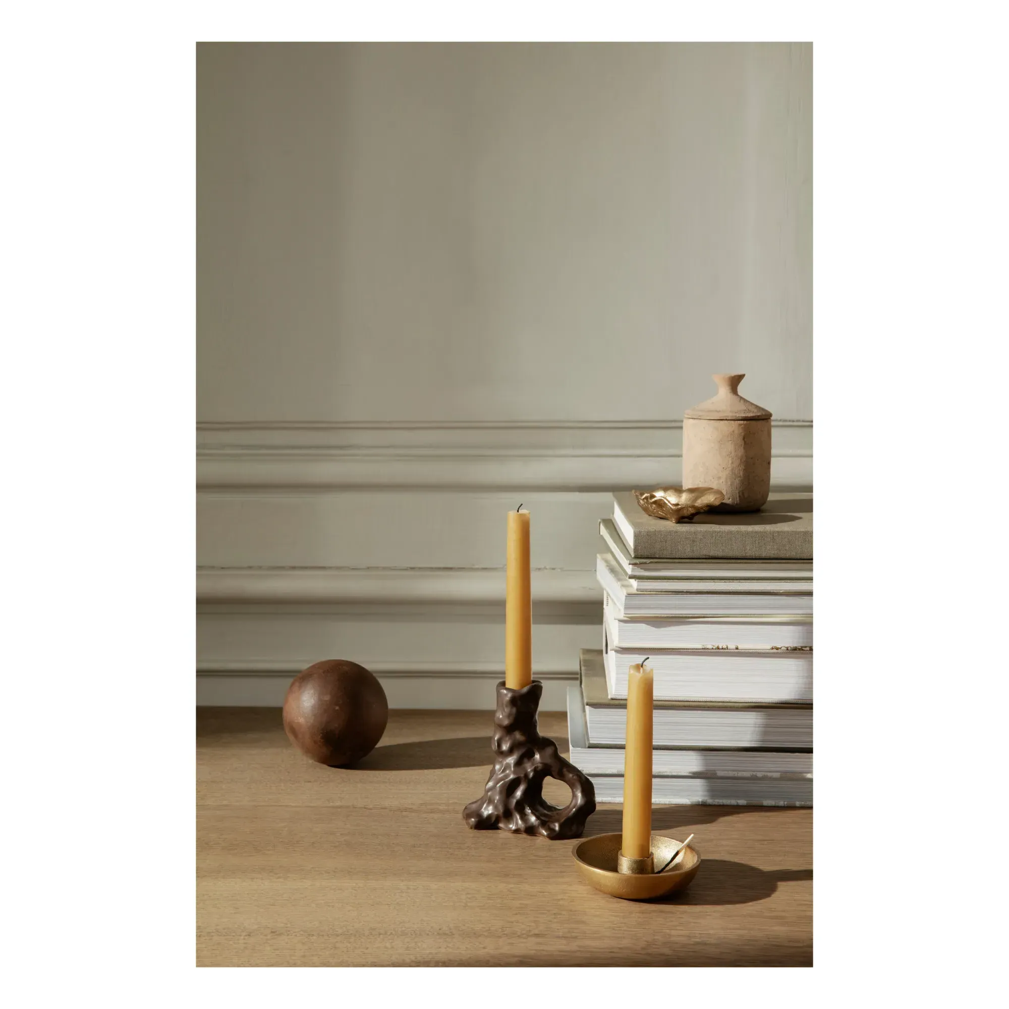 Dito Single Candle Holder - Brown, Stoneware alternate view