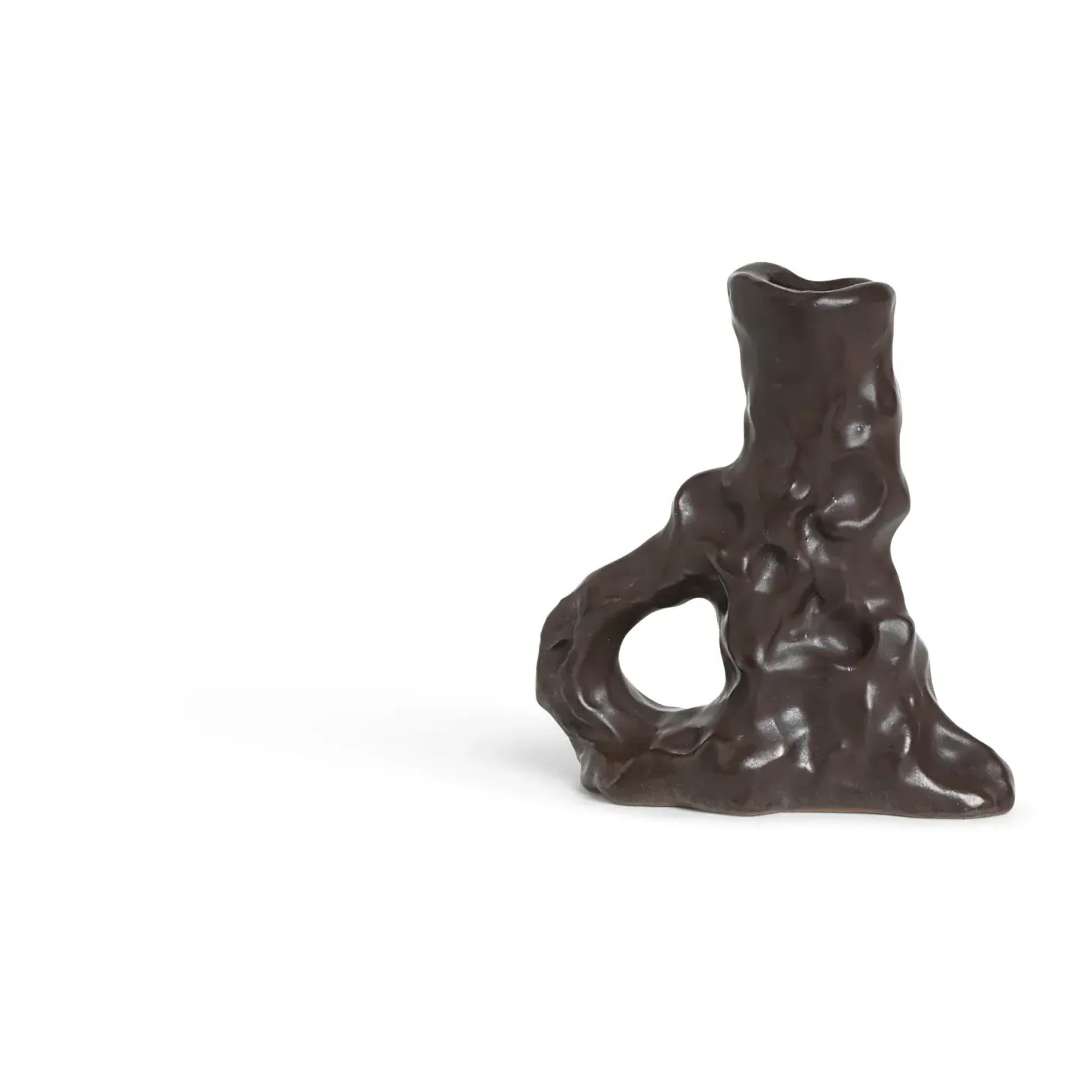 Dito Single Candle Holder - Brown, Stoneware product