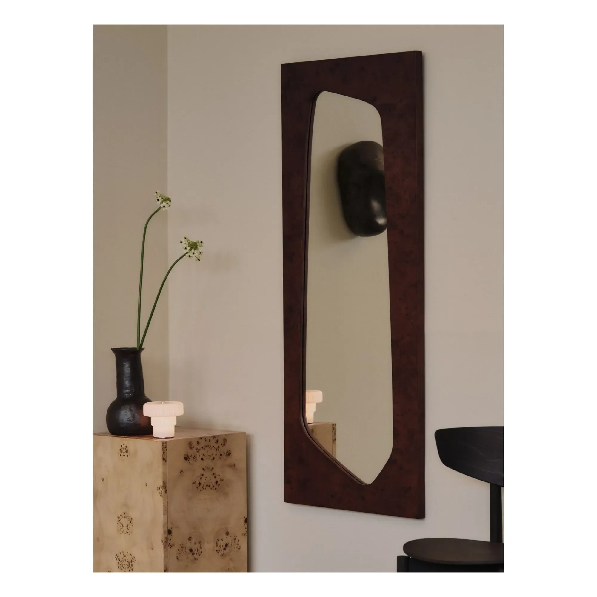 Folia Full-Length Mirror - Dark Wood, Poplar Burl Veneer alternate view