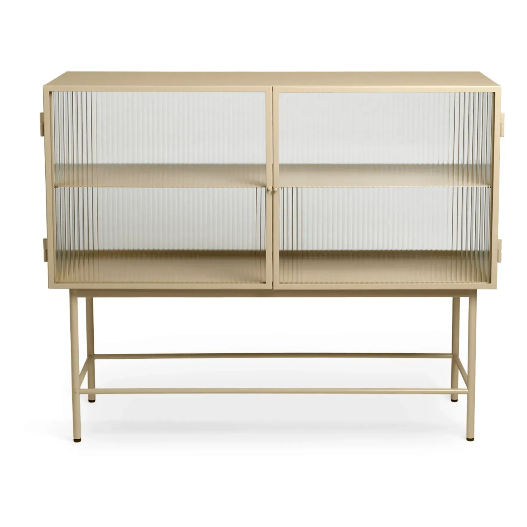 Haze Ribbed Glass and Metal Sideboard - Beige, Steel product