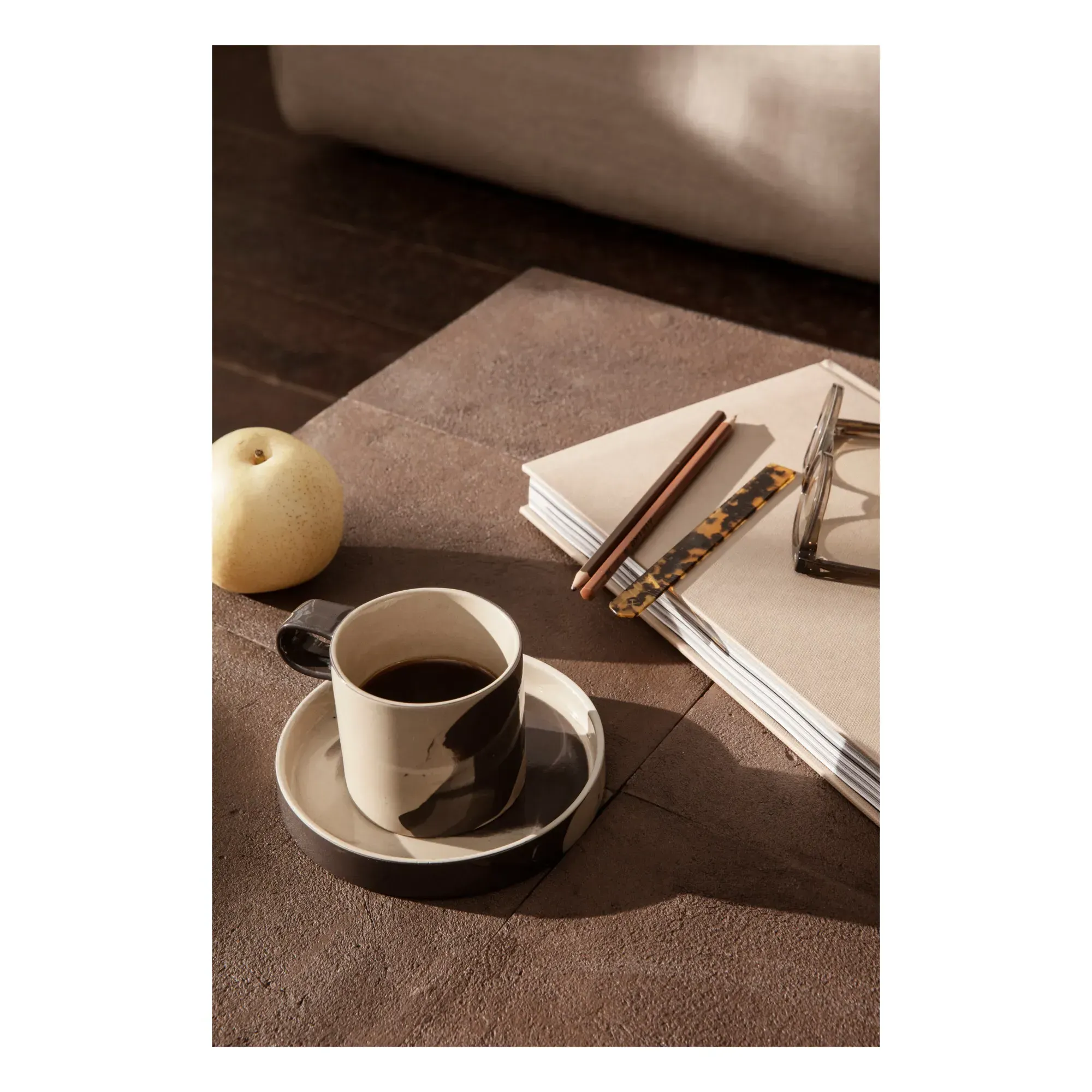 Inlay Cup with Saucer - Grey, Sandstone alternate view