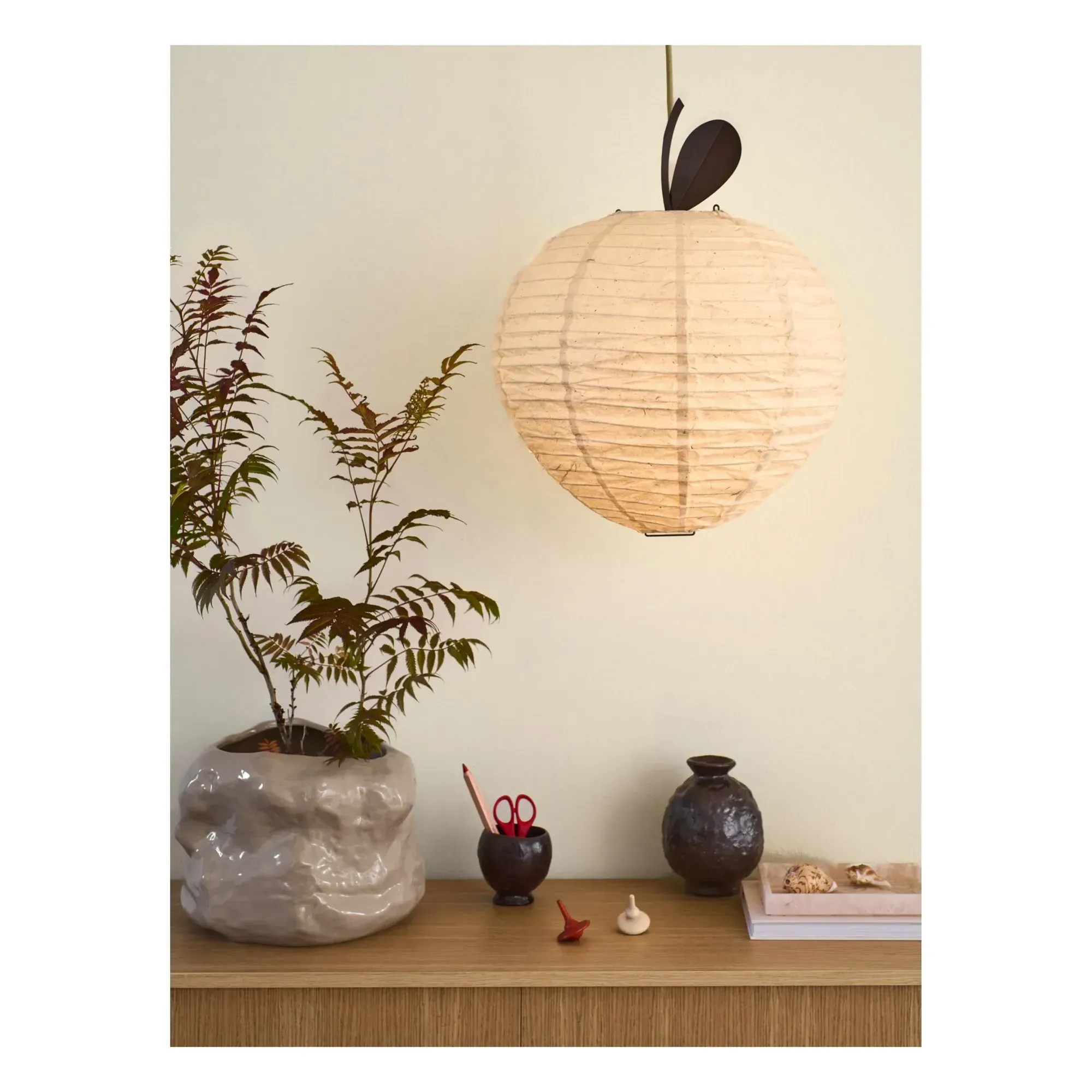 Apple Pendant Light - White, Washi Paper alternate view