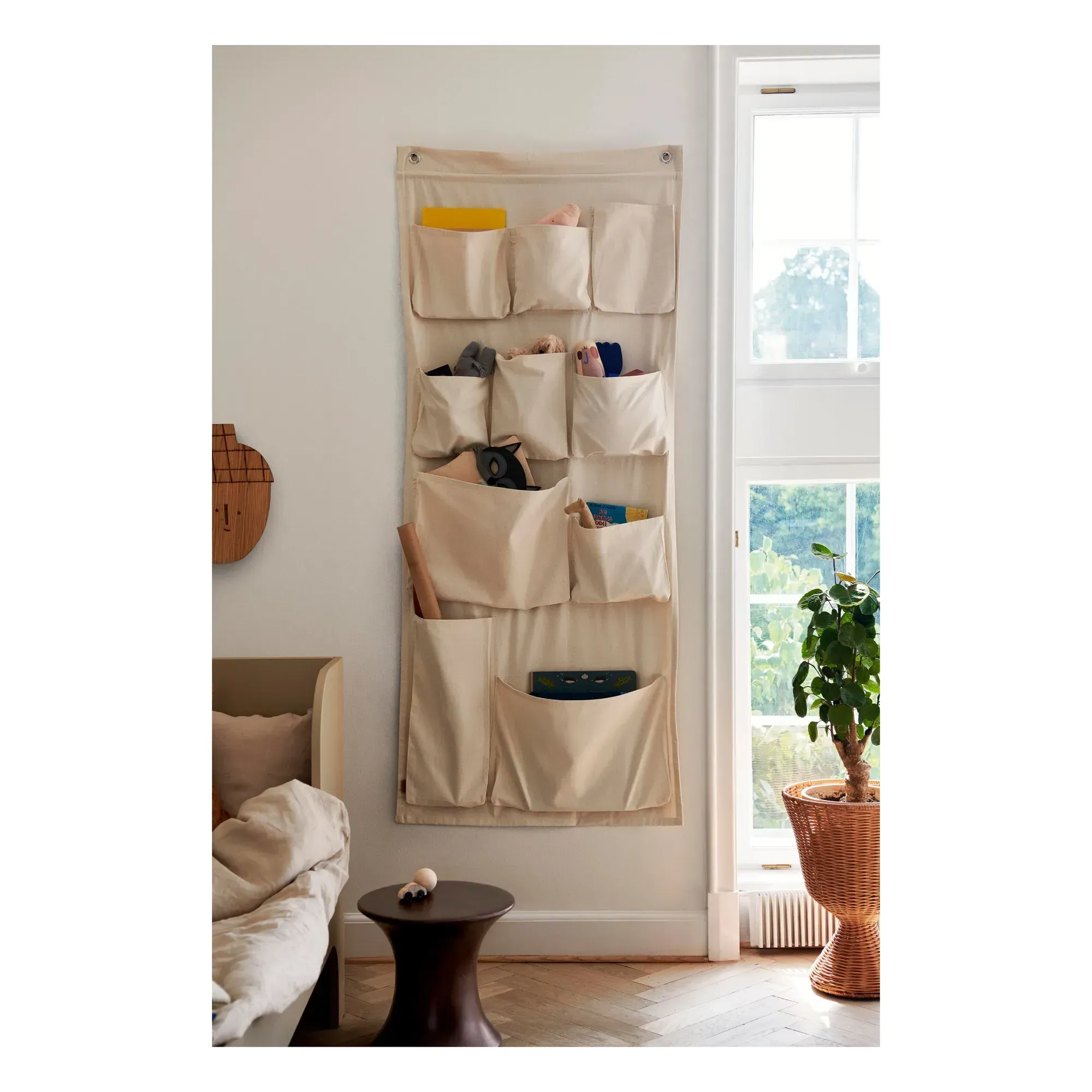 Canvas XL Wall Storage Pockets - White, Organic Cotton alternate view