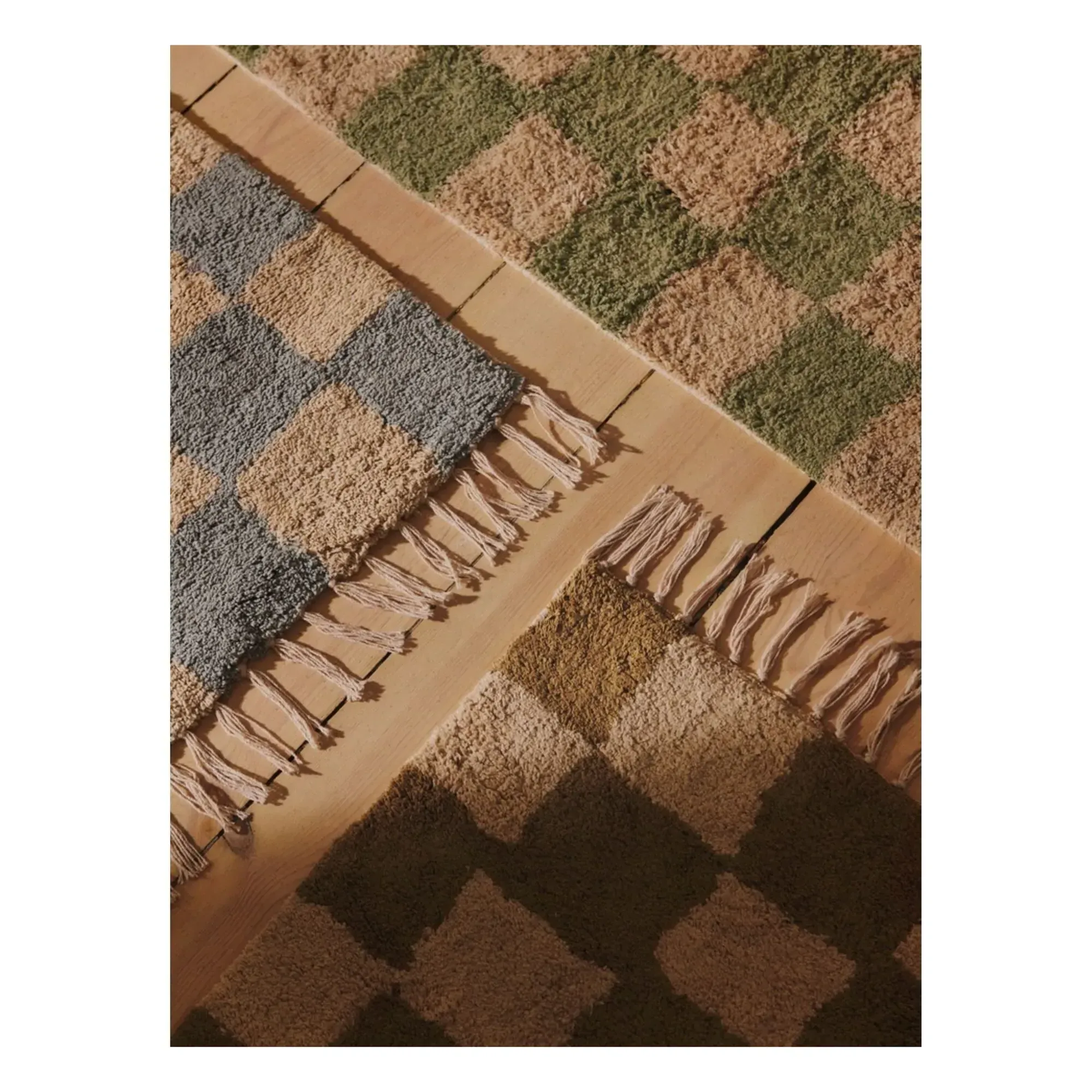 Mara Washable Rug with Fringes - Green, Organic Cotton alternate view