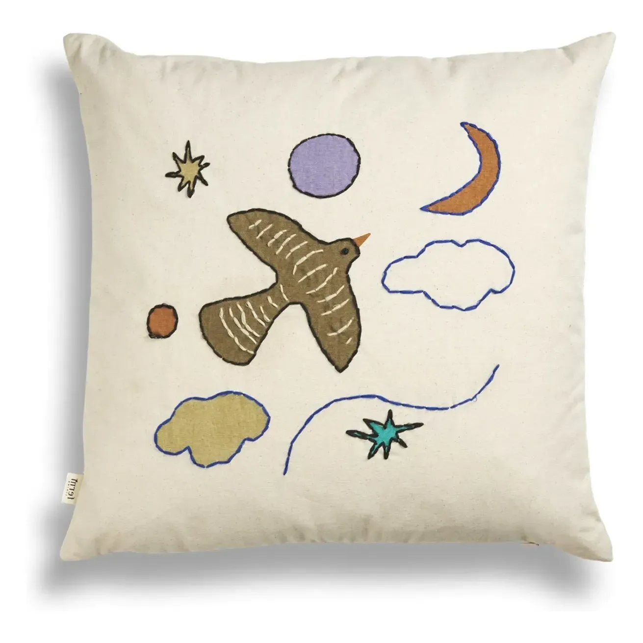 Naive Bird Square Cushion - Multicoloured, Organic Cotton product