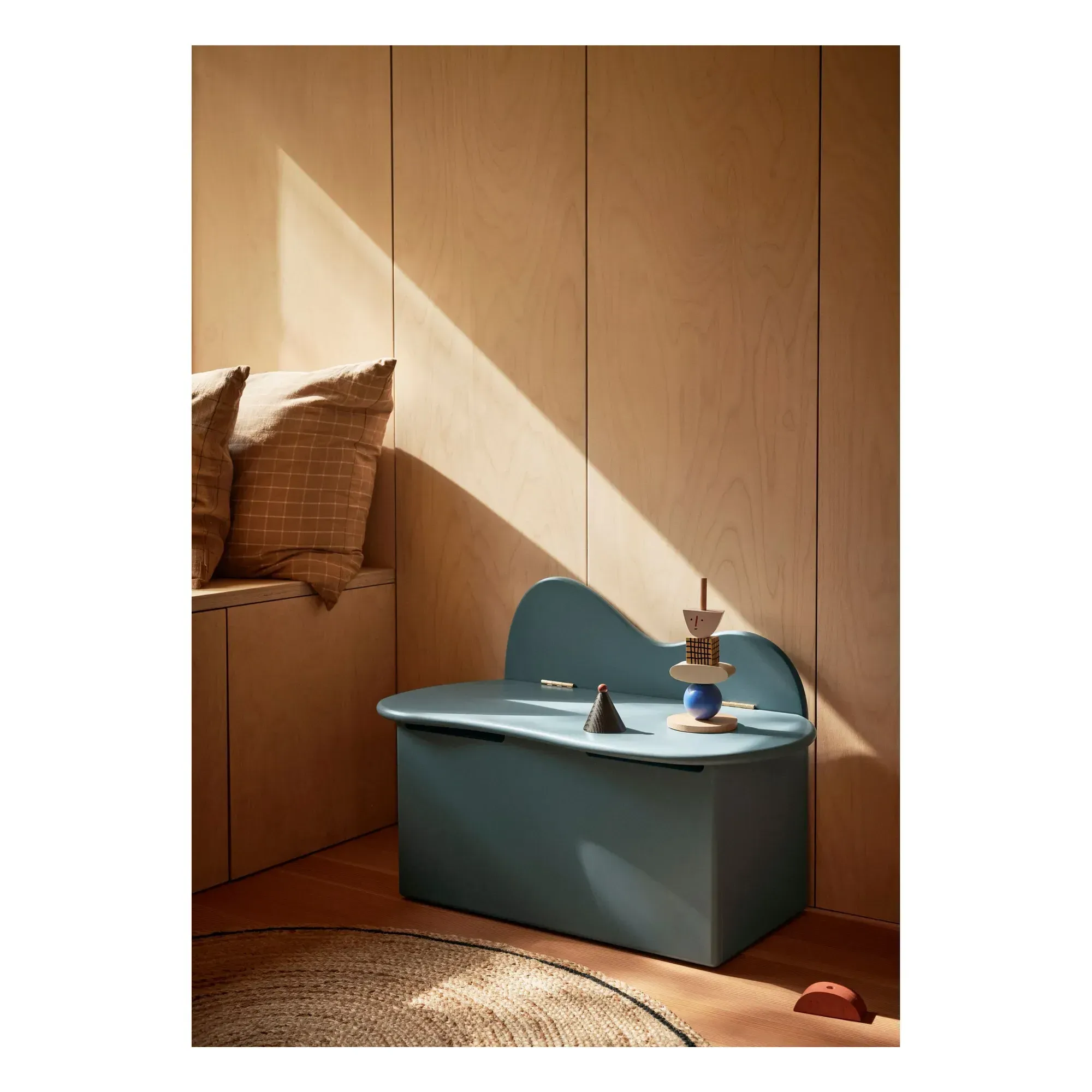 Slope Storage Bench - Grey Blue, MDF alternate view