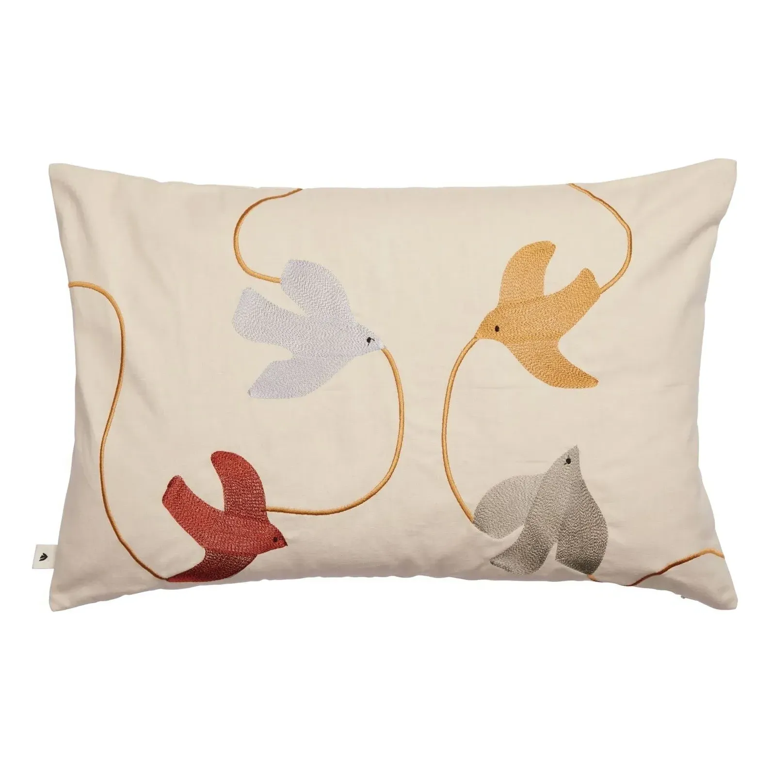 Swif Bird Embroidered Cushion - Beige, Organic Cotton product