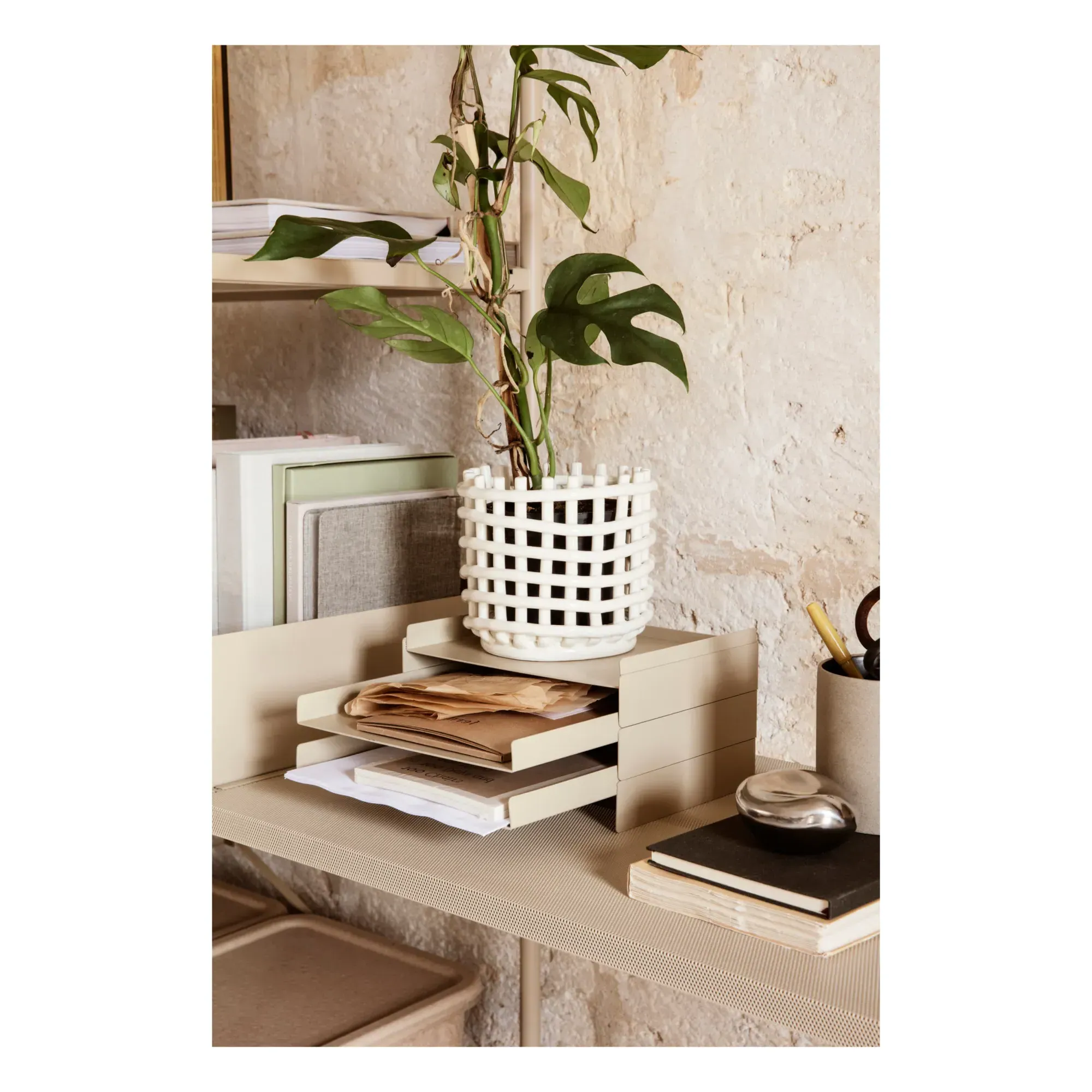 Metal Desk Organiser - Beige, Metal alternate view