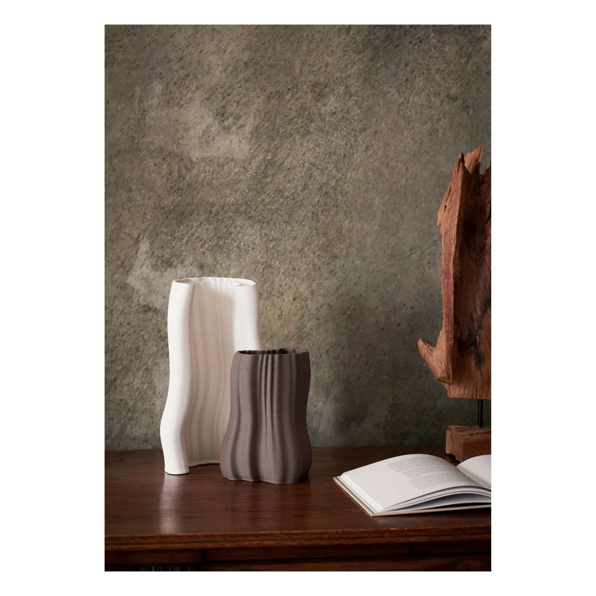 Moire Vase - Charcoal Grey, Sandstone alternate view