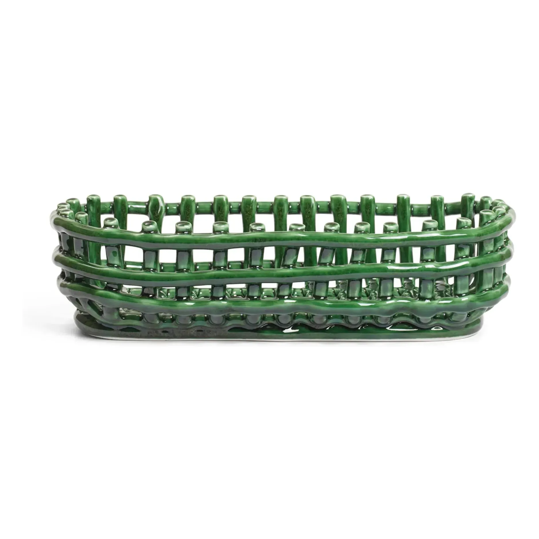Oval Ceramic Basket - Emerald Green product