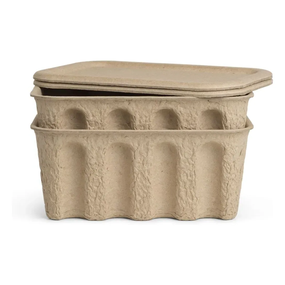 Paper Storage Box with Lid Set of 2 - Natural, Recycled Paper product