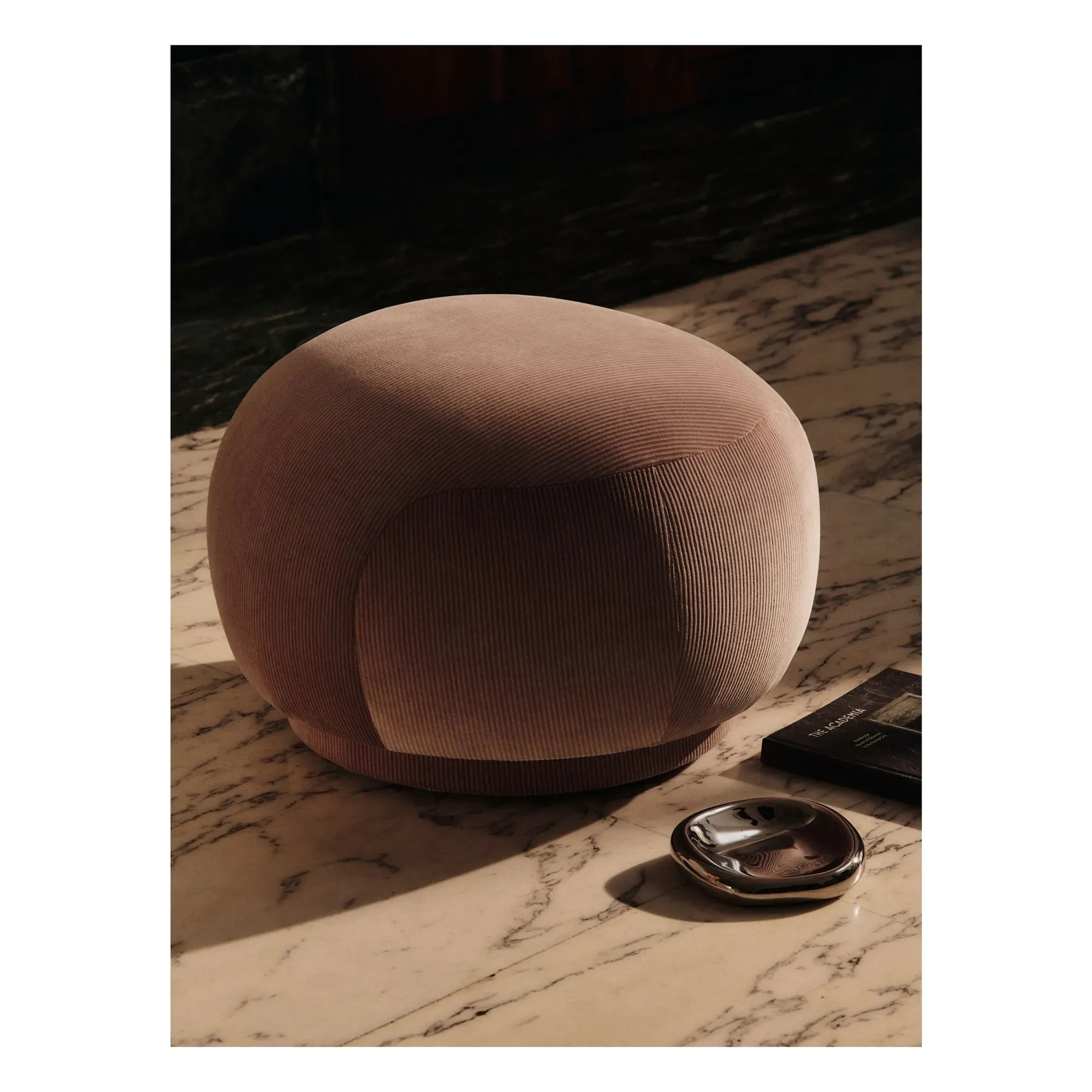 Rico Round Pouffe - Blush, Devoré Velvet alternate view