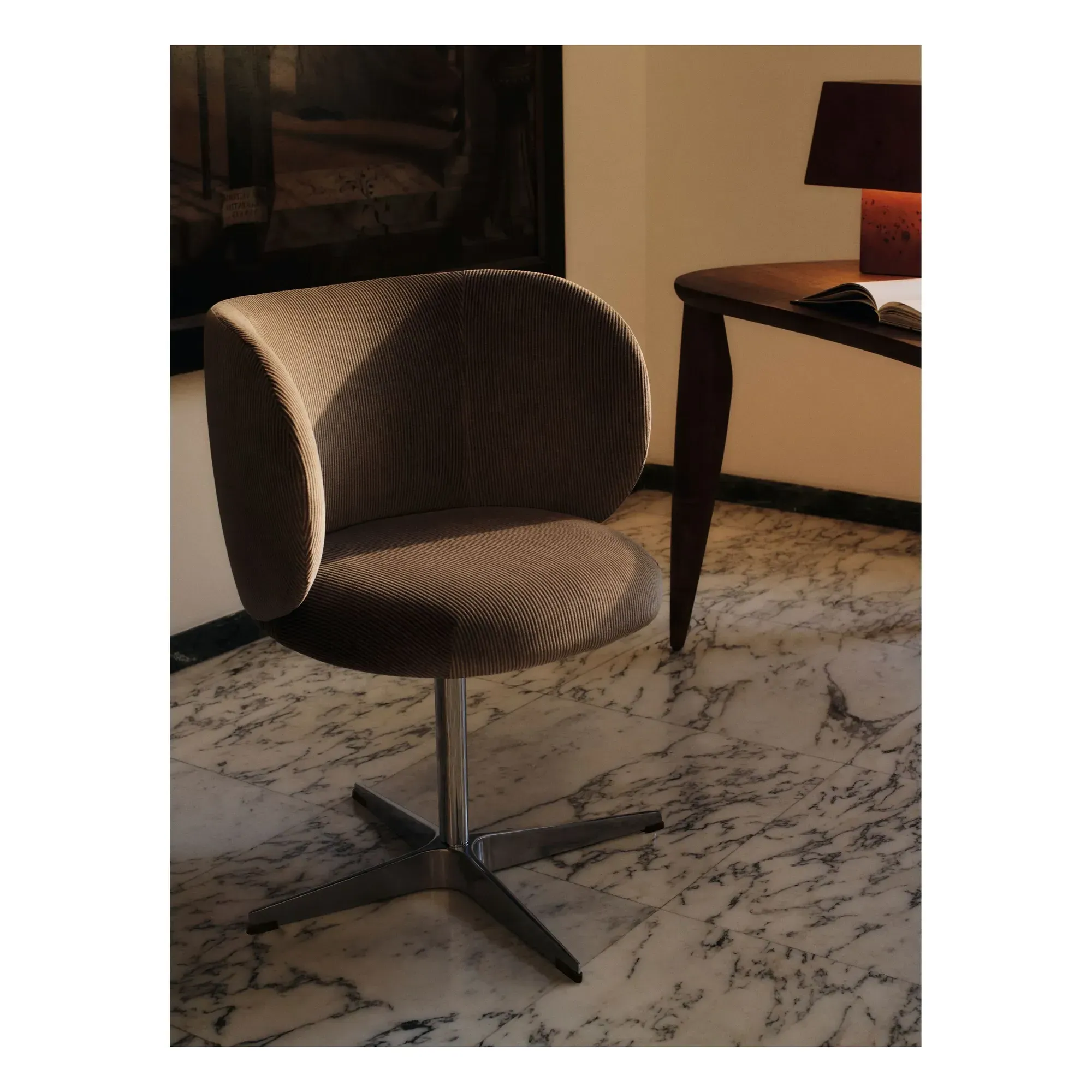 Rico Velvet Office Chair with Castors - Grey alternate view