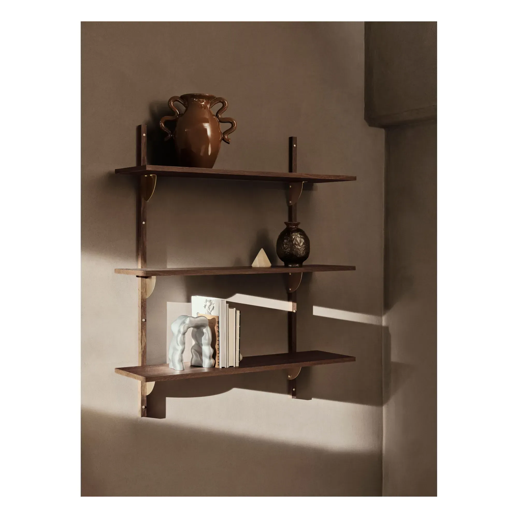 Sector Wall-Mounted Shelf - Oak, Brass alternate view