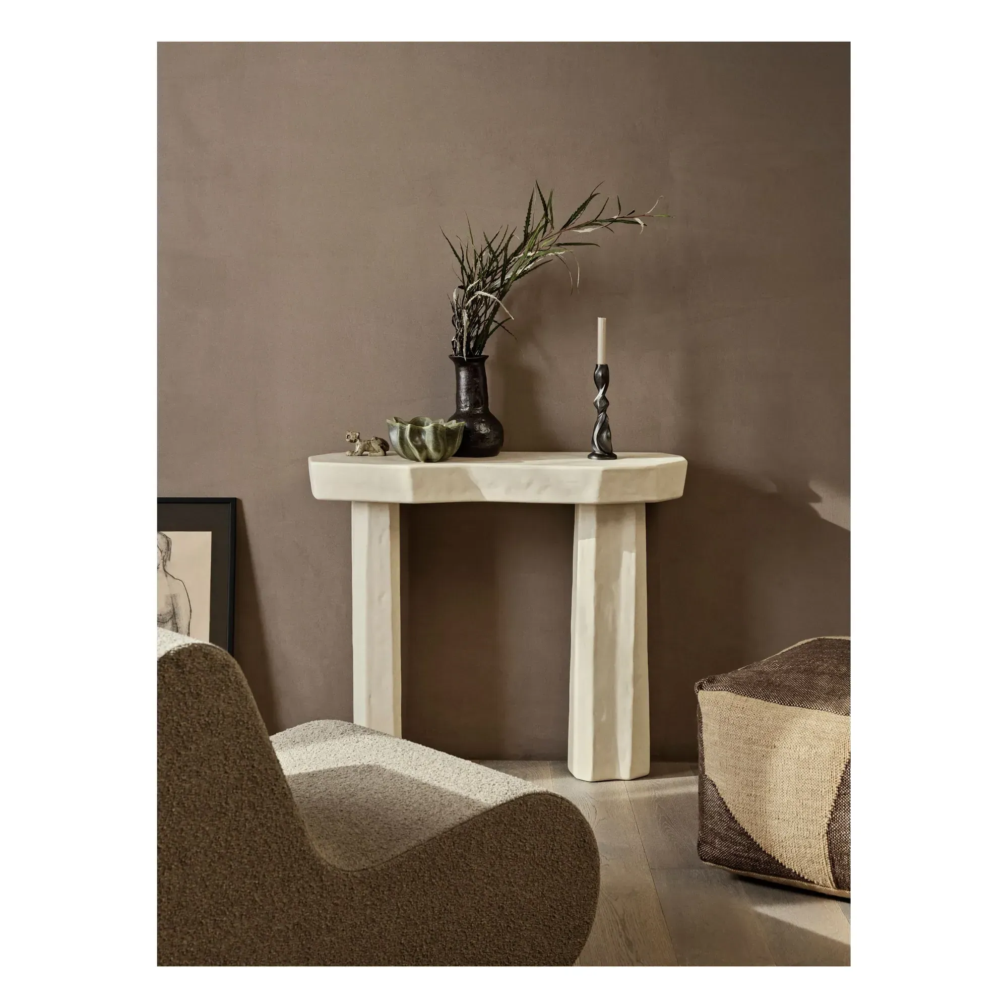 Staffa Console Table - Ivory, Fiberglass-Reinforced Concrete alternate view