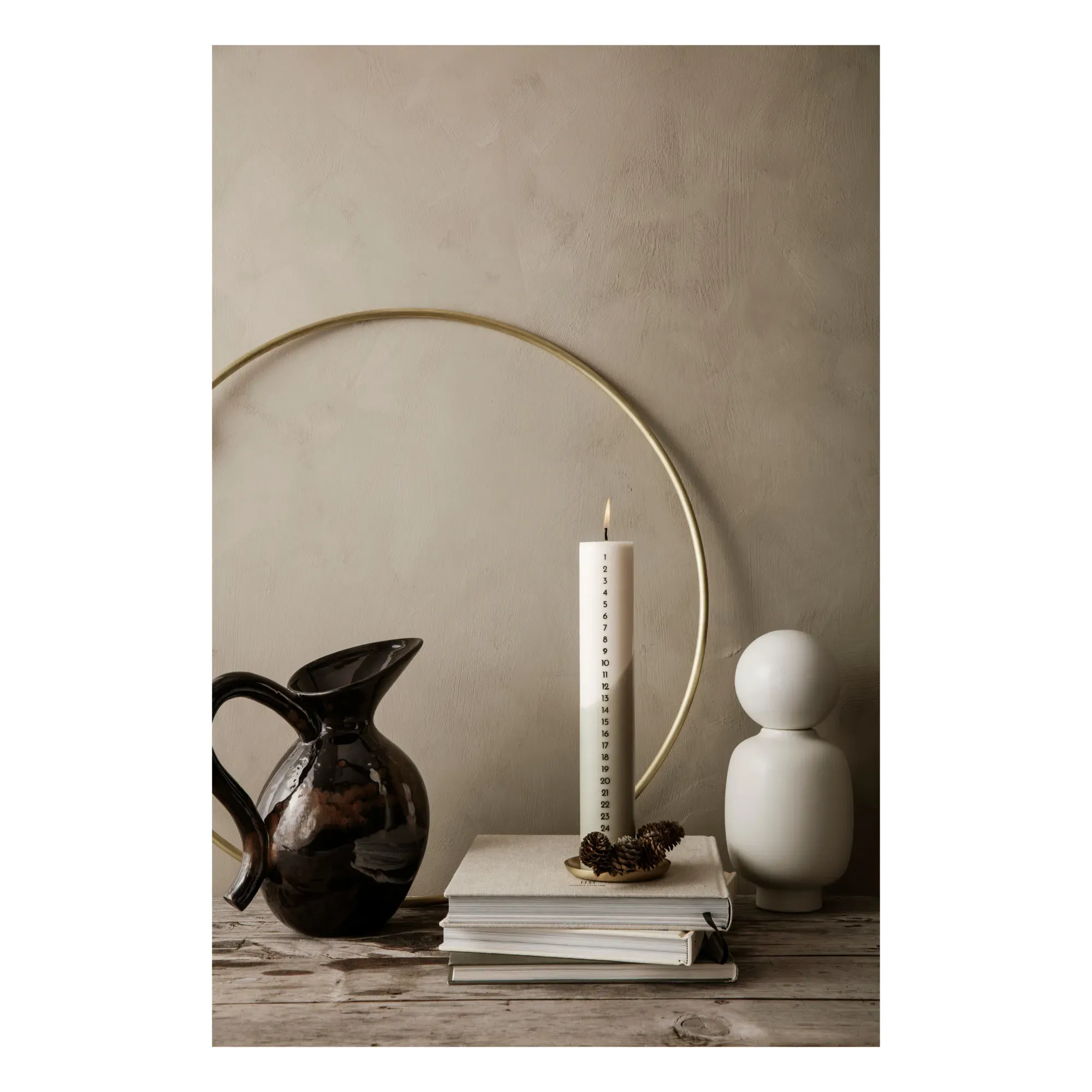 Talia Ceramic Vase - White, Sandstone alternate view