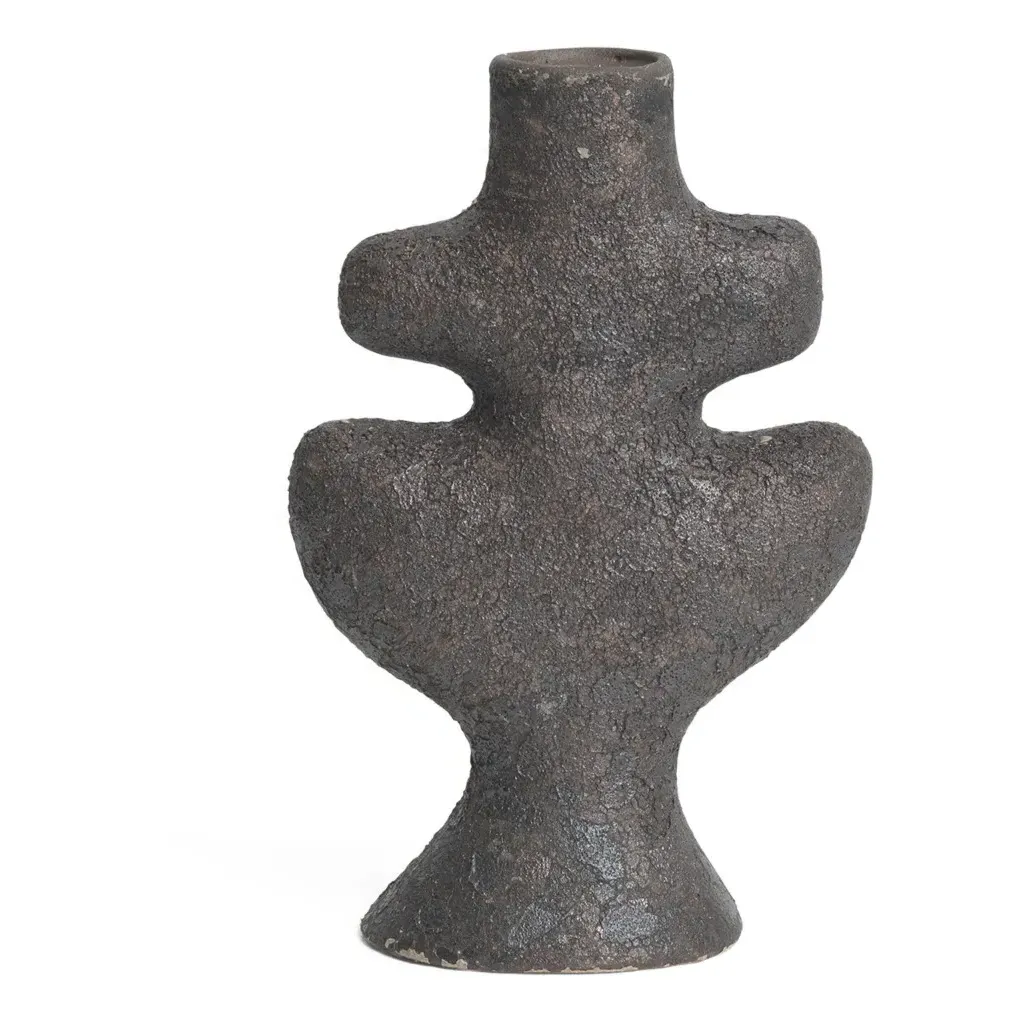 Yara Candlestick - Dark Grey, Ceramic product