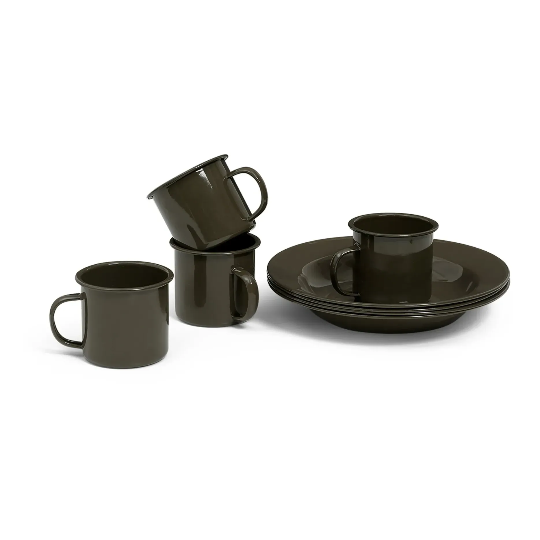 Yard Enamel Tableware Set 8 Pieces - Olive Green product