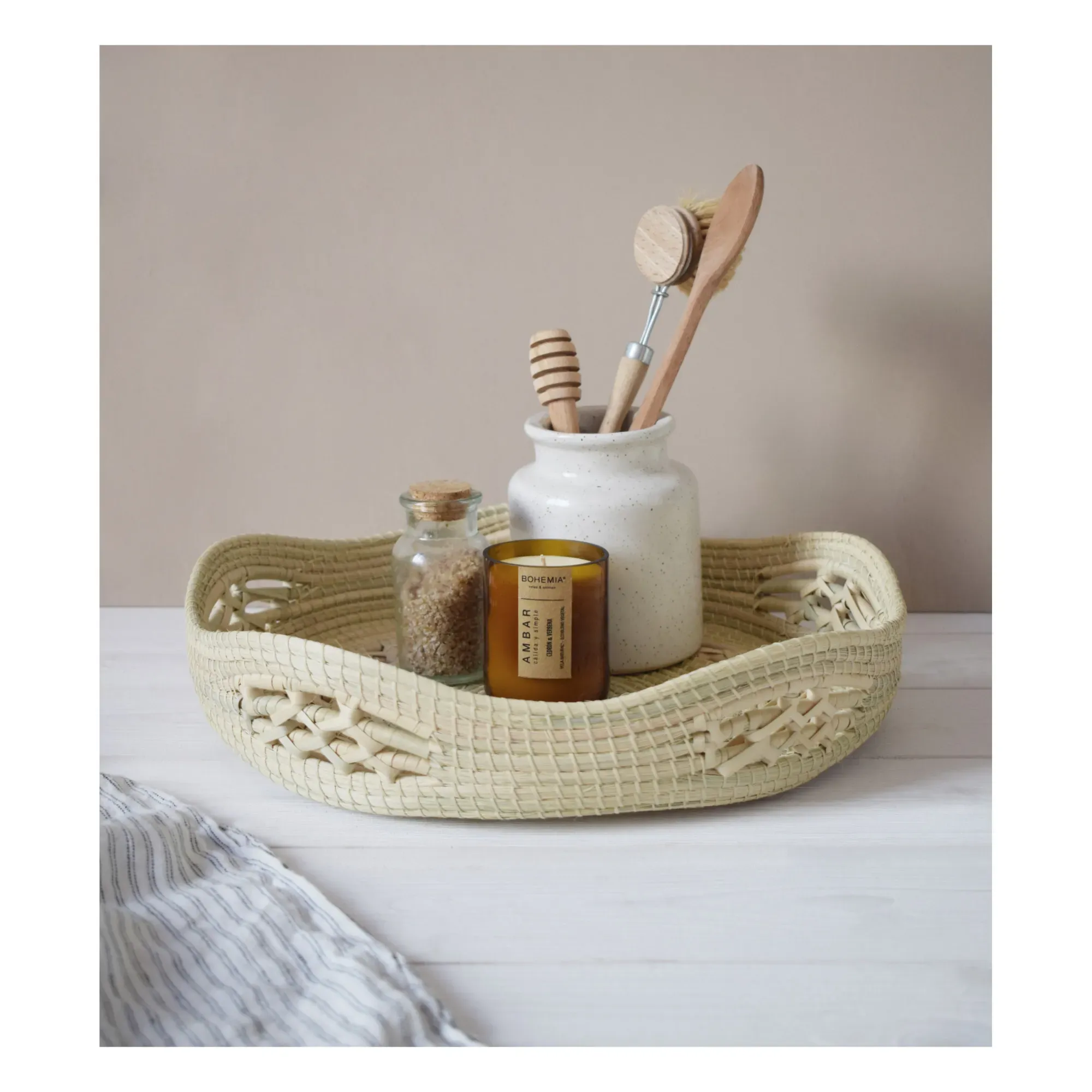 Braided Basket - Natural, Palm Leaf alternate view