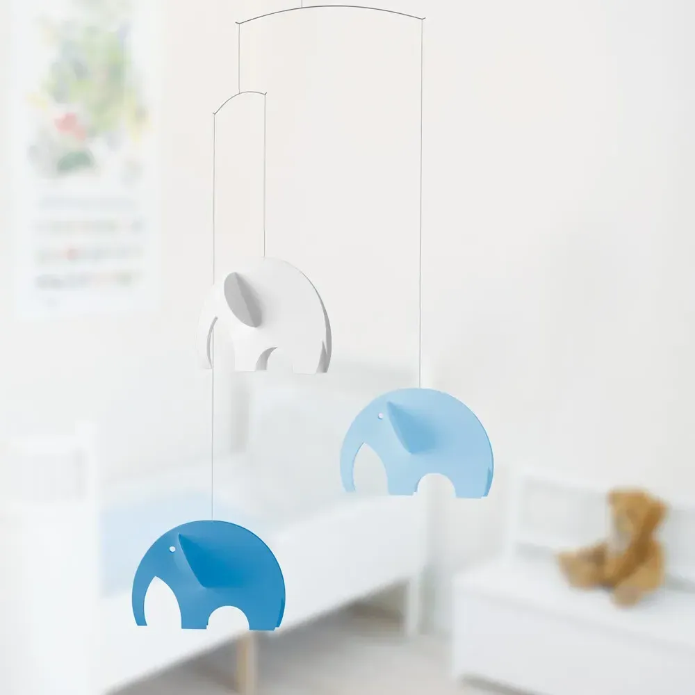 Ole Flensted Elephant Mobile - Blue, Cardboard alternate view