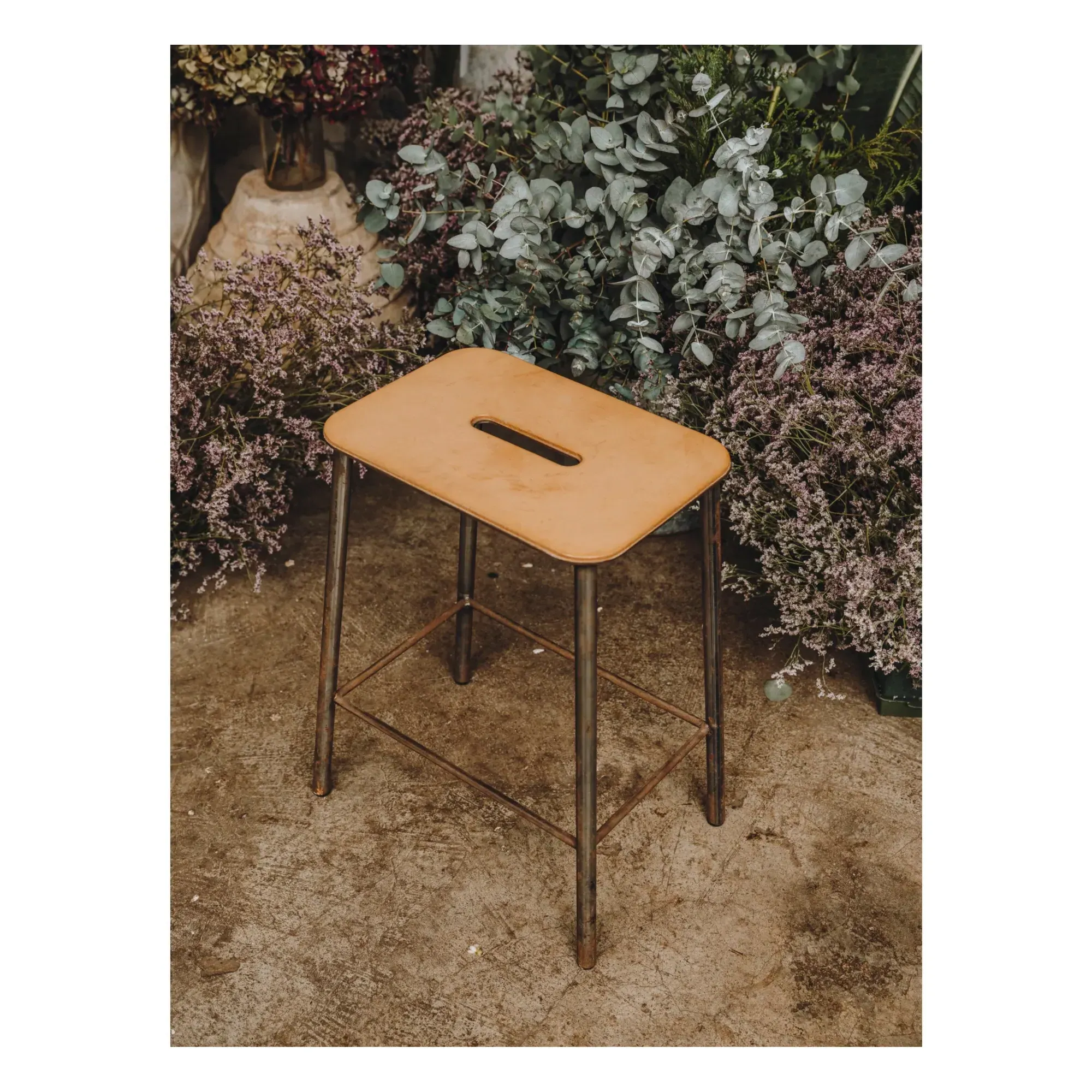 Adam Stool - Silver, Leather alternate view