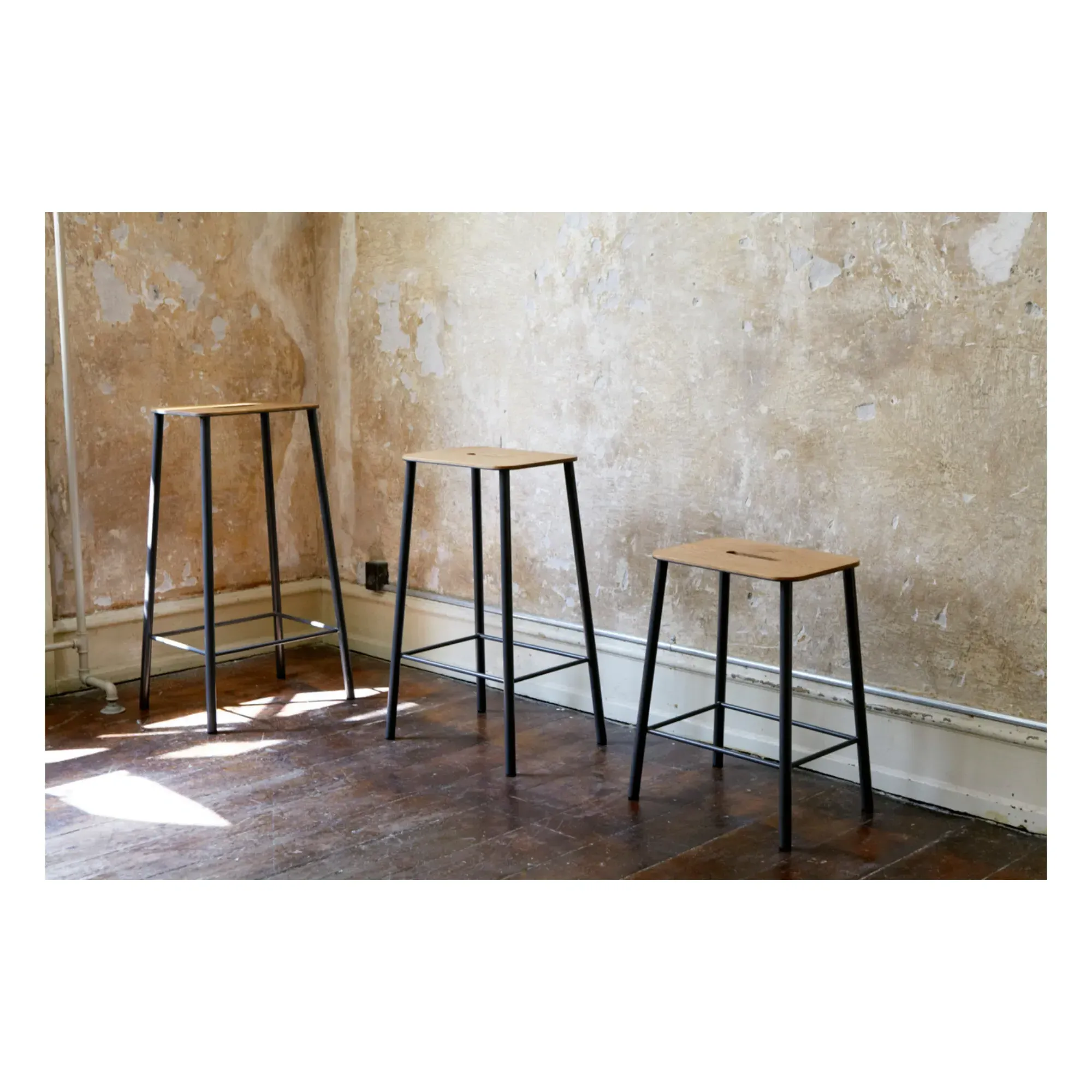 Adam Stool with Leather Seat - Black alternate view