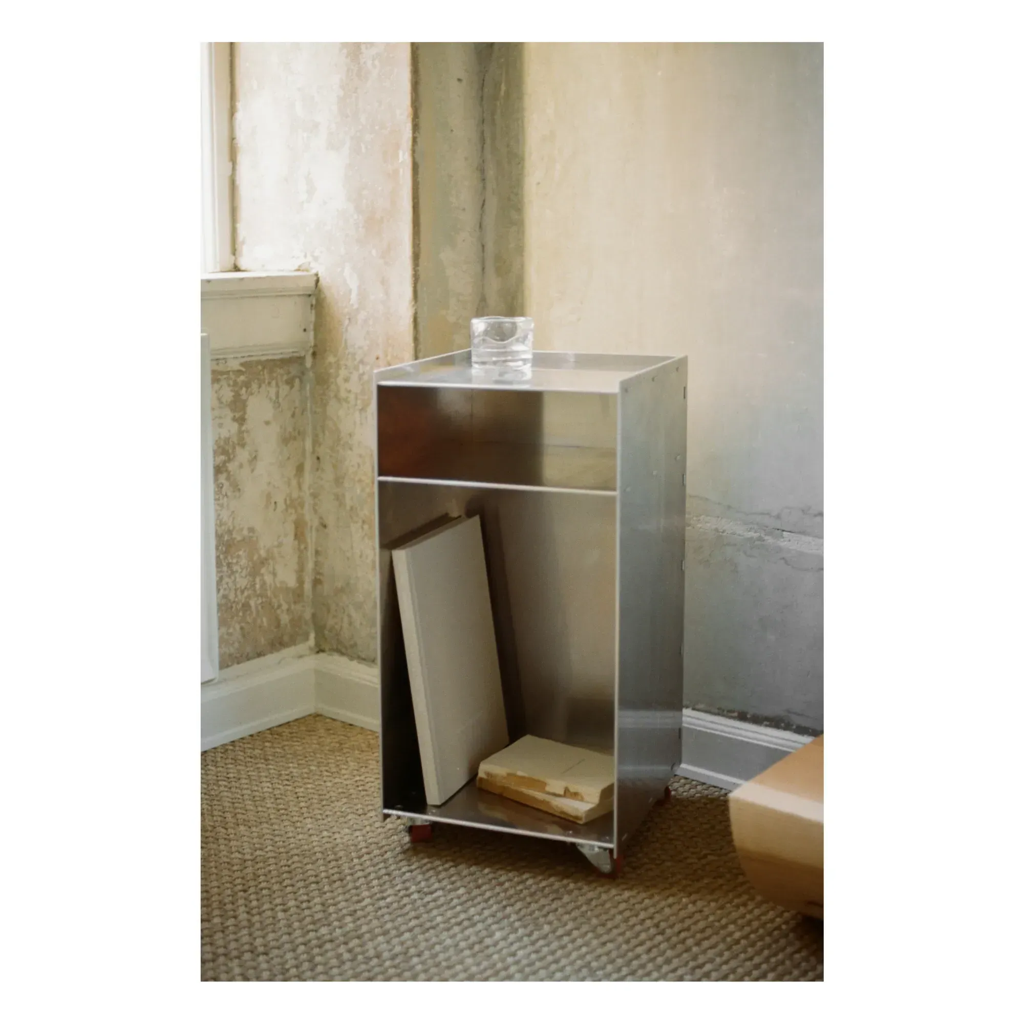 Rivet Box Side Table with Storage - Aluminium alternate view