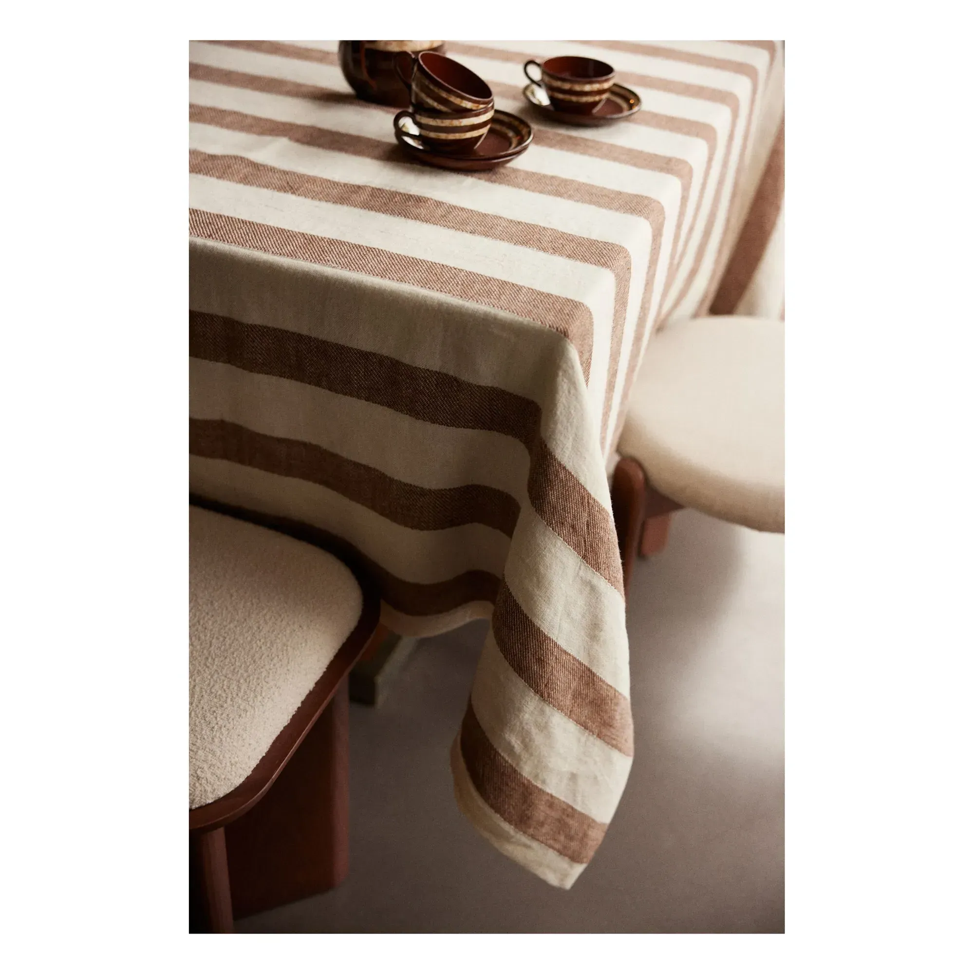 Bastide Stripe Tablecloth - Terracotta, Washed Linen alternate view