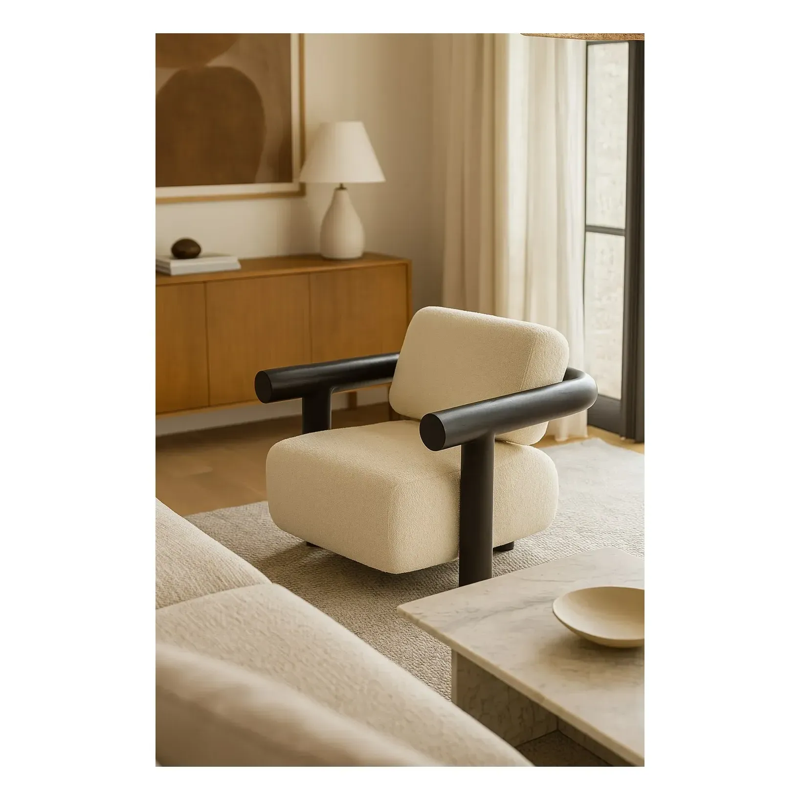 Claude 3-Seater Sofa - White, Linen product