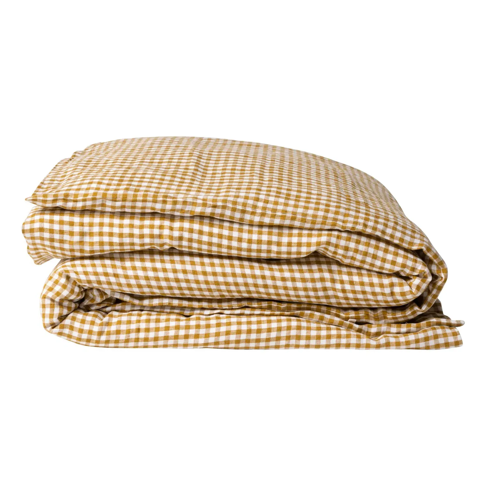 Gingham Washed Linen Duvet Cover - Yellow, Linen product