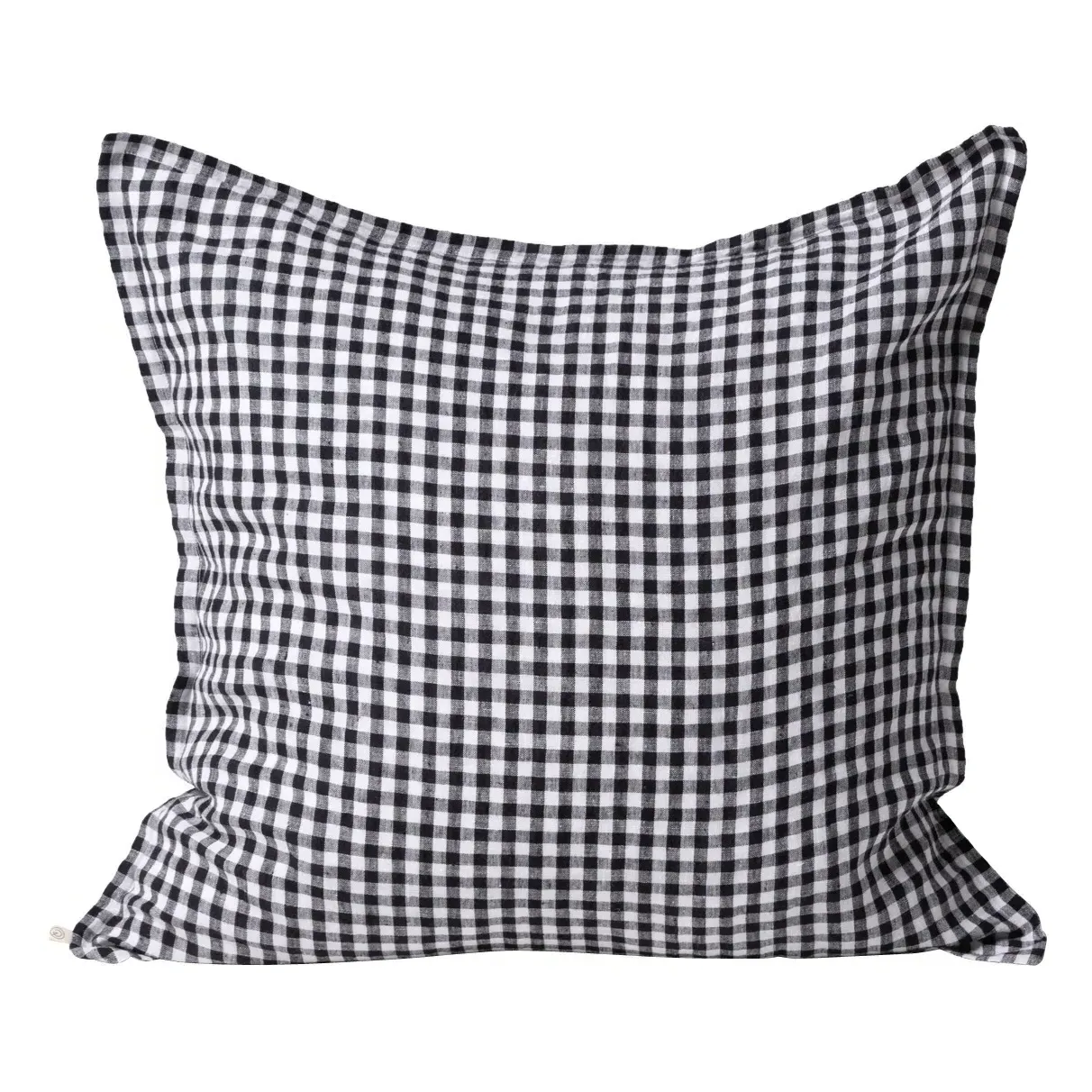 Gingham Washed Linen Pillowcase - Black product